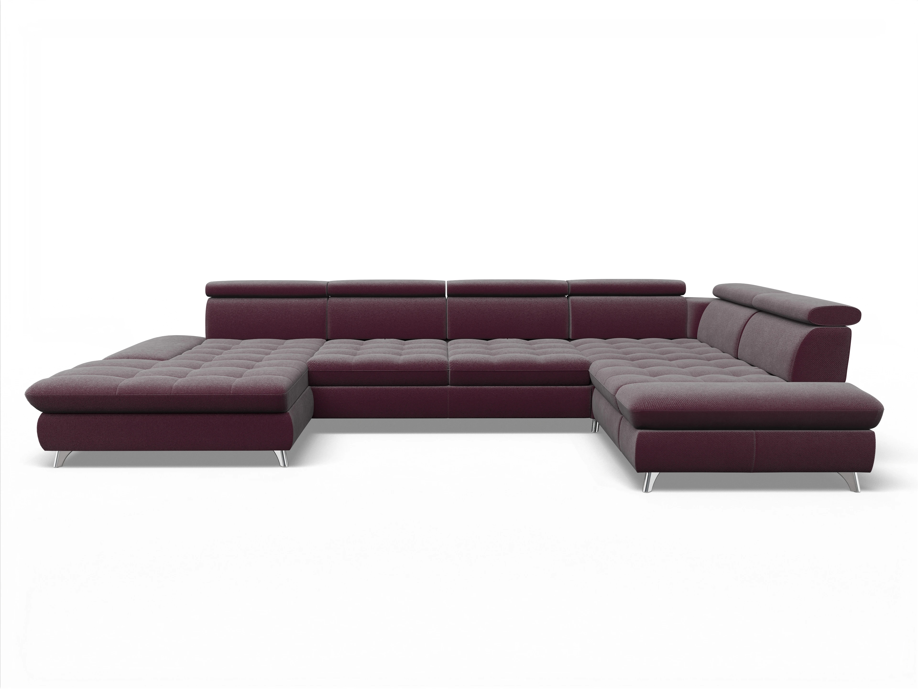 Ansicht des Produktes Memphis Stoff Wohnlandschaft Armlehne rechts Abschluss offen links in Stoff Rot