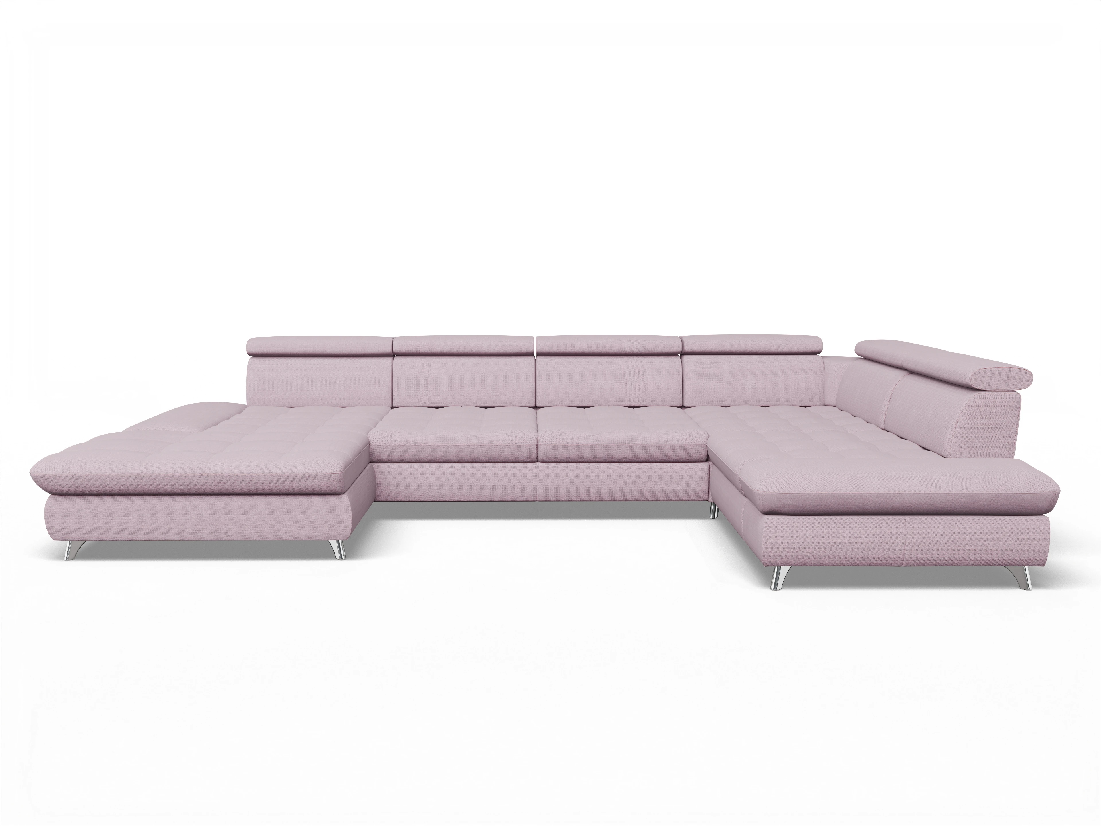 Ansicht des Produktes Memphis Stoff Wohnlandschaft Armlehne rechts Abschluss offen links in Stoff Rosa