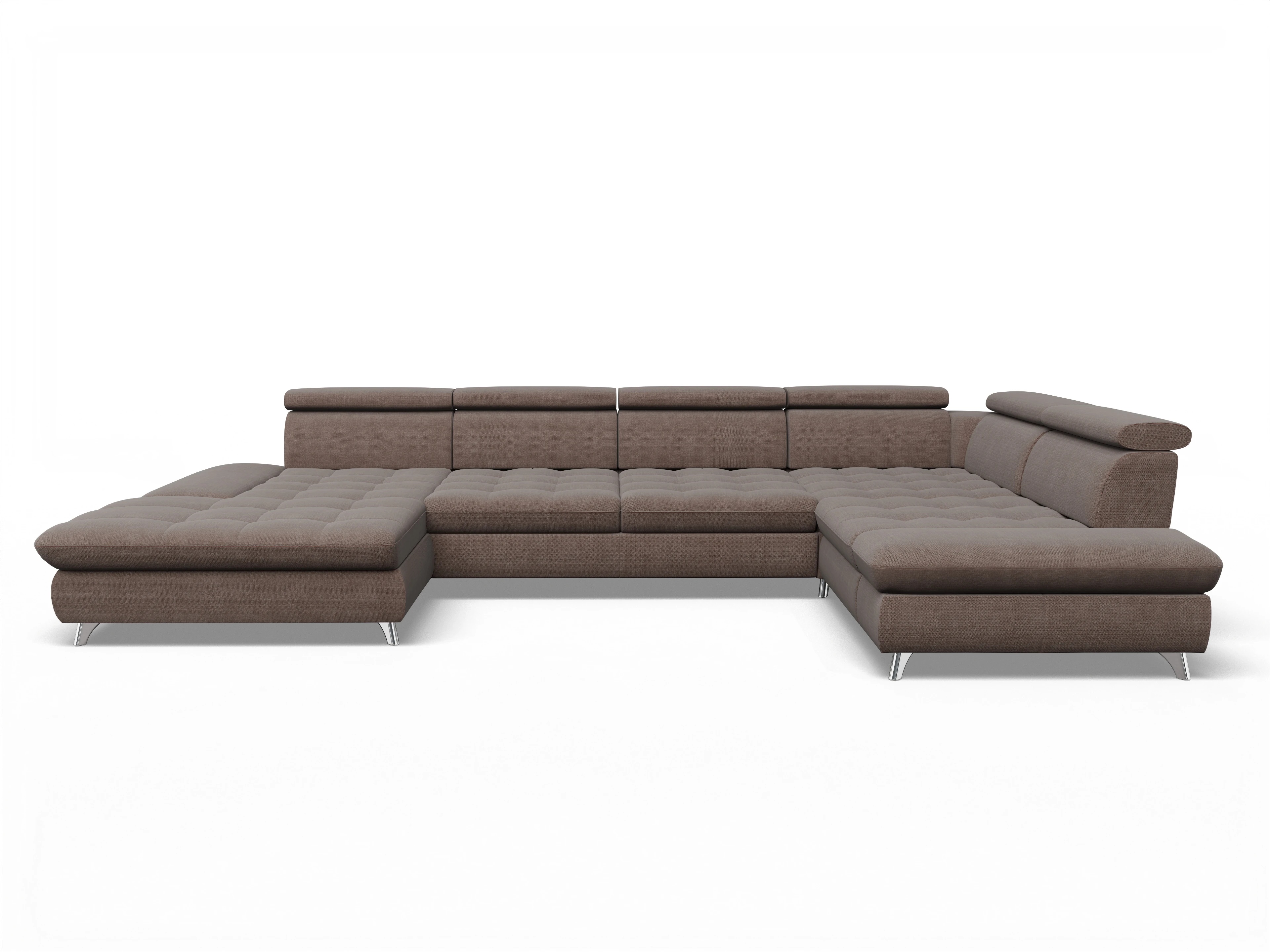 Ansicht des Produktes Memphis Stoff Wohnlandschaft Armlehne rechts Abschluss offen links in Stoff Grau