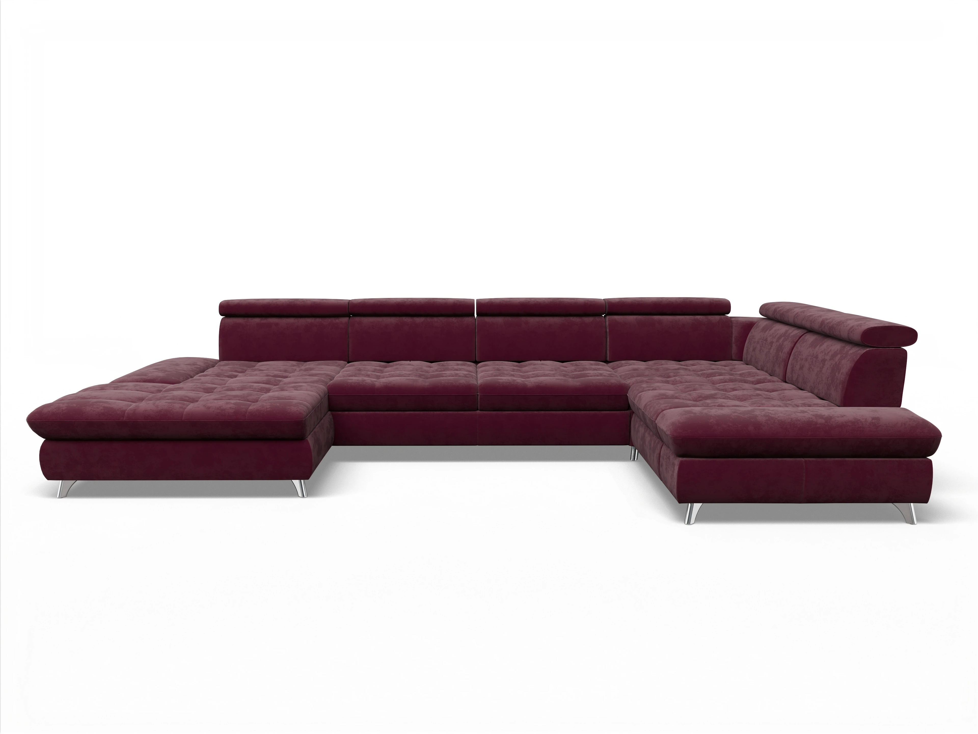 Ansicht des Produktes Memphis Stoff Wohnlandschaft Armlehne rechts Abschluss offen links in Stoff Rot