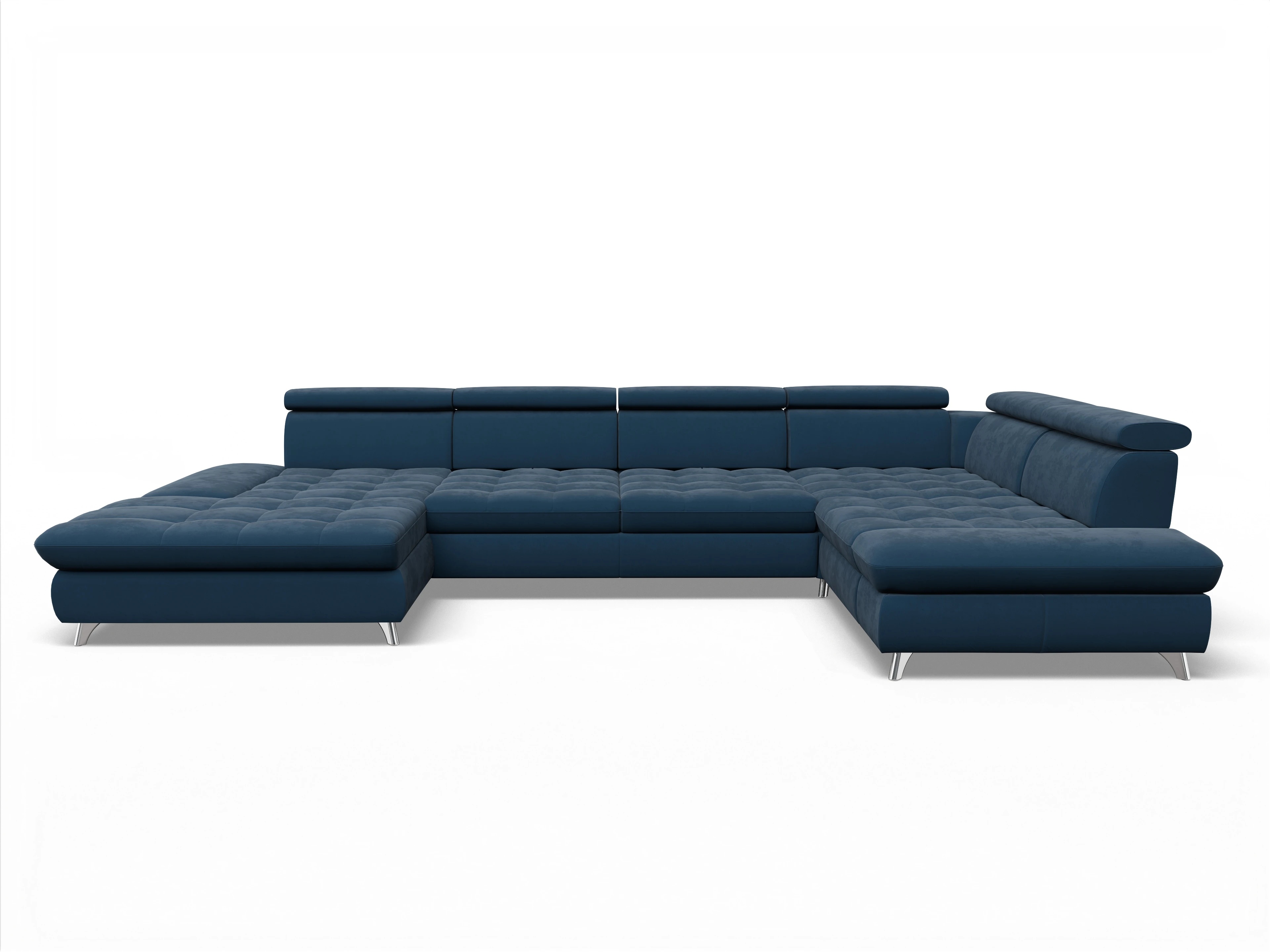 Ansicht des Produktes Memphis Stoff Wohnlandschaft Armlehne rechts Abschluss offen links in Stoff Blau