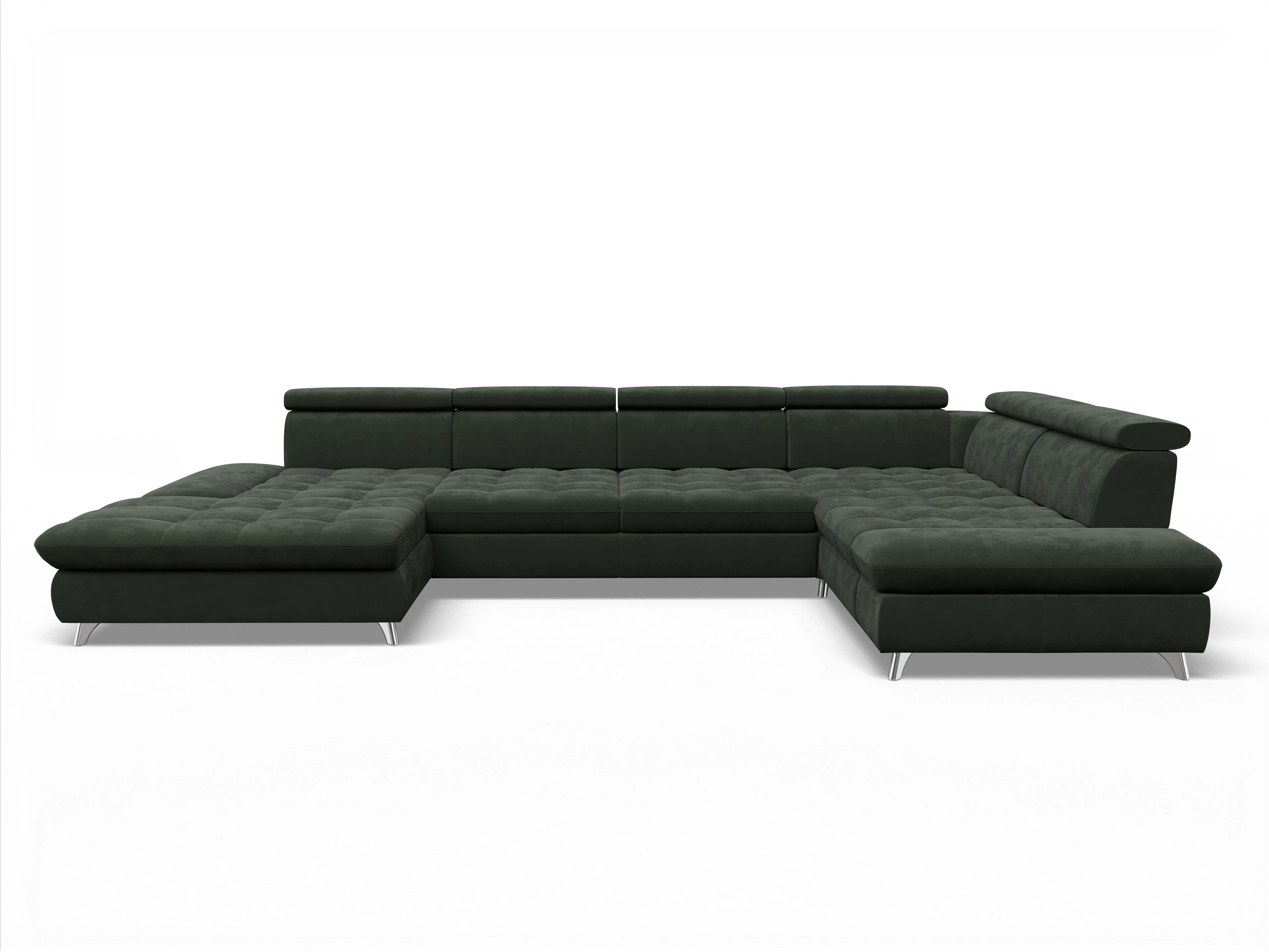 Ansicht des Produktes Memphis Stoff Wohnlandschaft Armlehne rechts Abschluss offen links in Stoff Grün