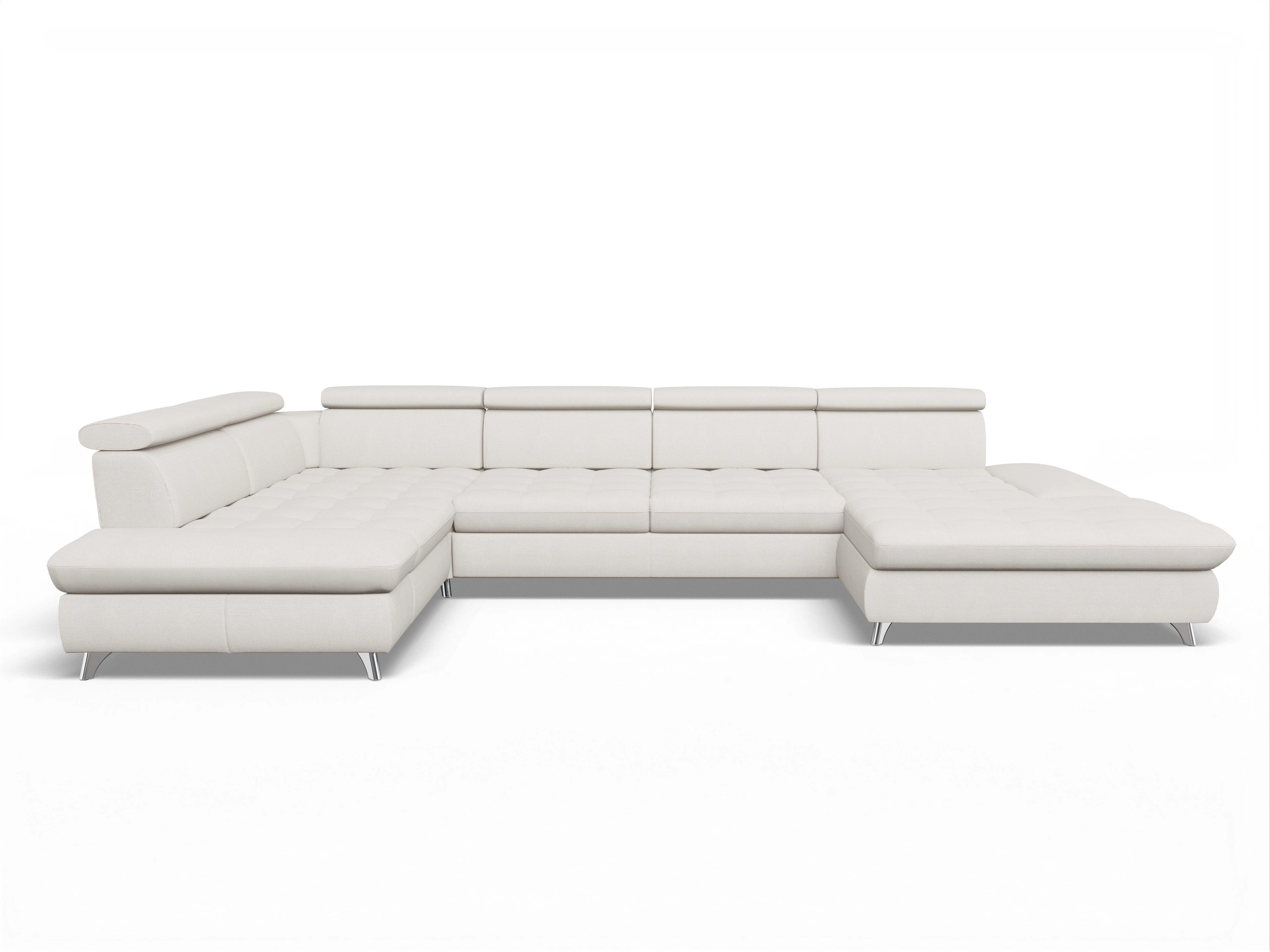 Ansicht des Produktes Memphis Stoff Wohnlandschaft Armlehne links Abschluss offen rechts in Stoff Beige