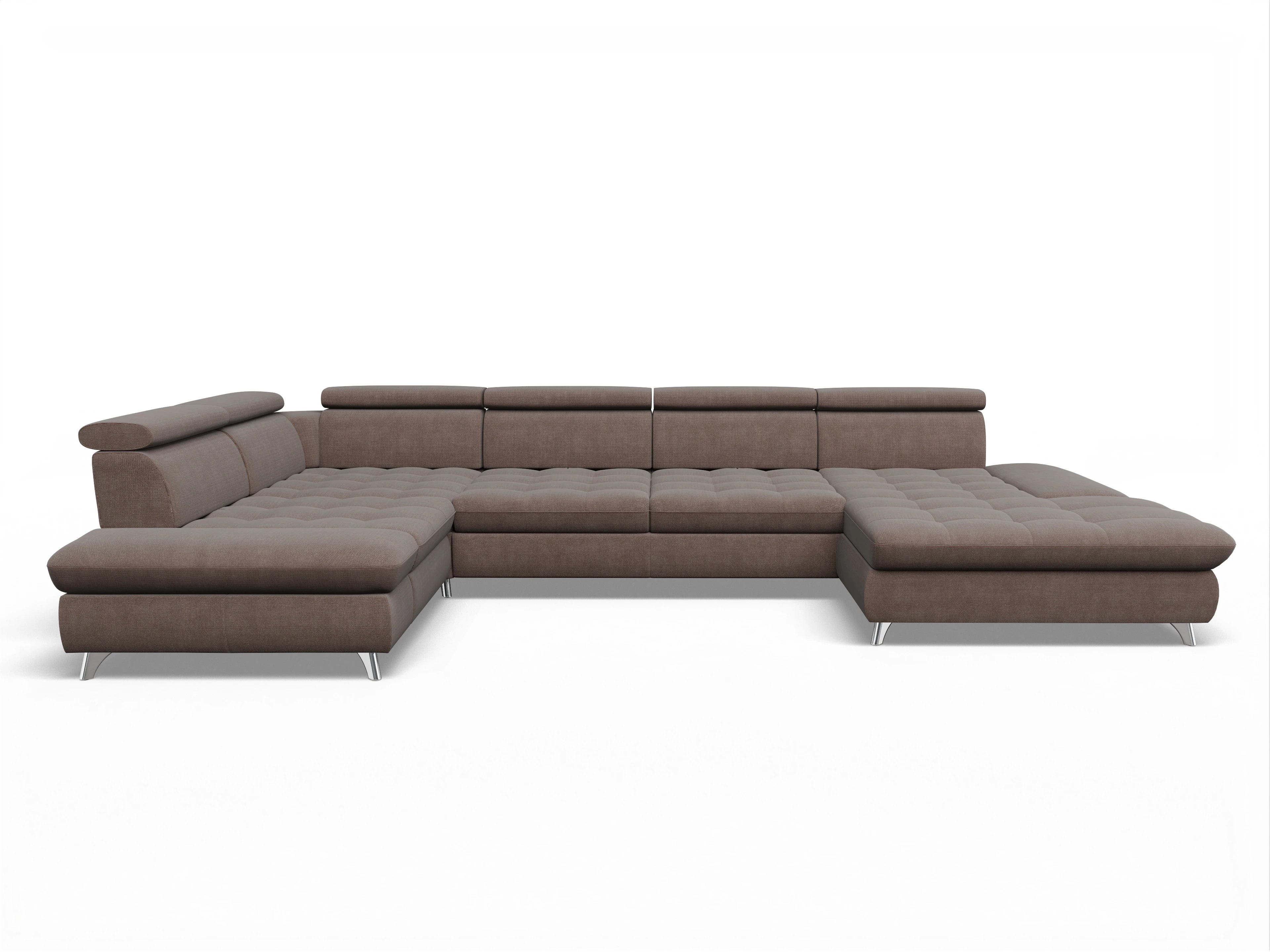 Ansicht des Produktes Memphis Stoff Wohnlandschaft Armlehne links Abschluss offen rechts in Stoff Grau