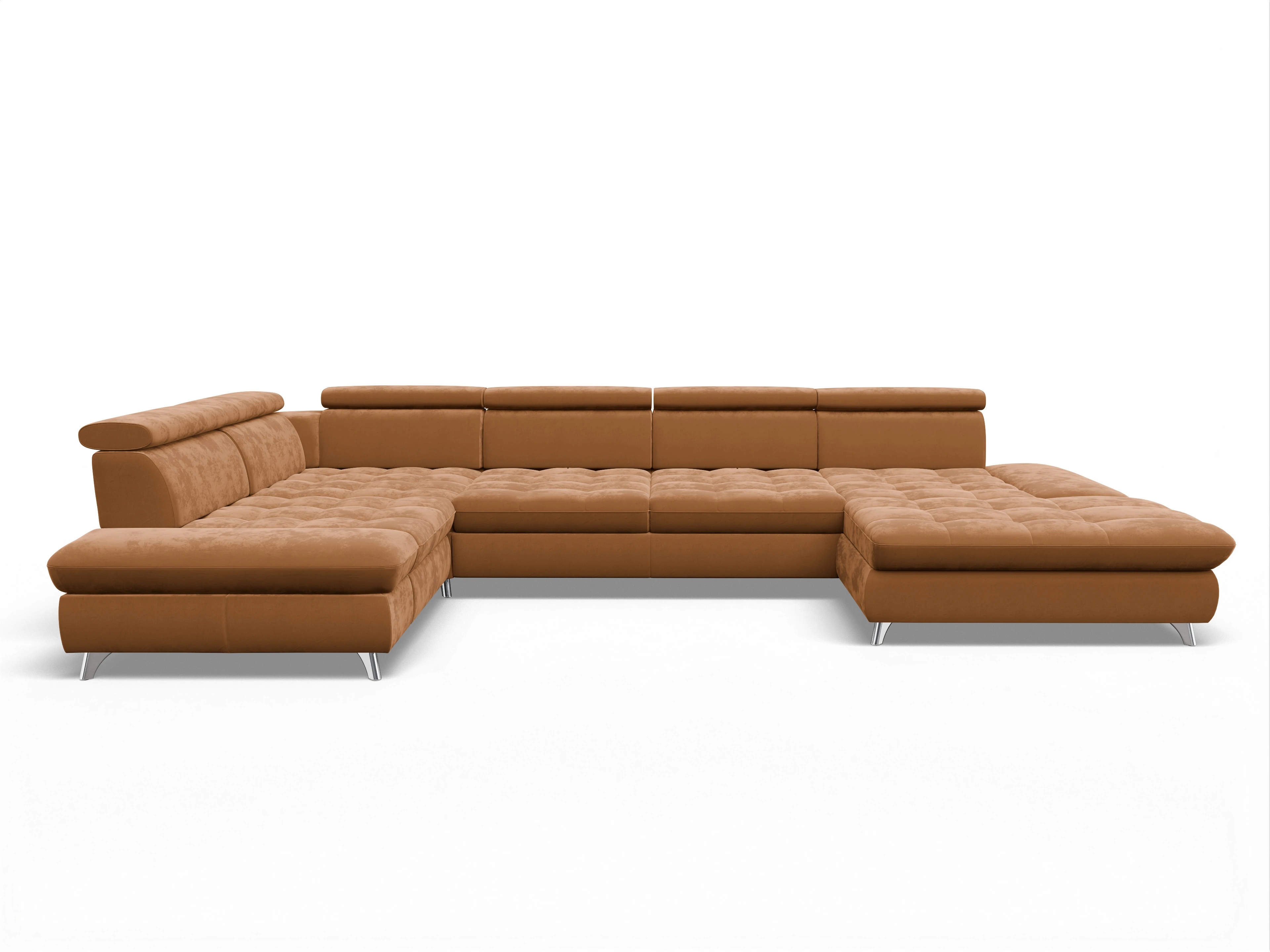 Ansicht des Produktes Memphis Stoff Wohnlandschaft Armlehne links Abschluss offen rechts in Stoff Gelb