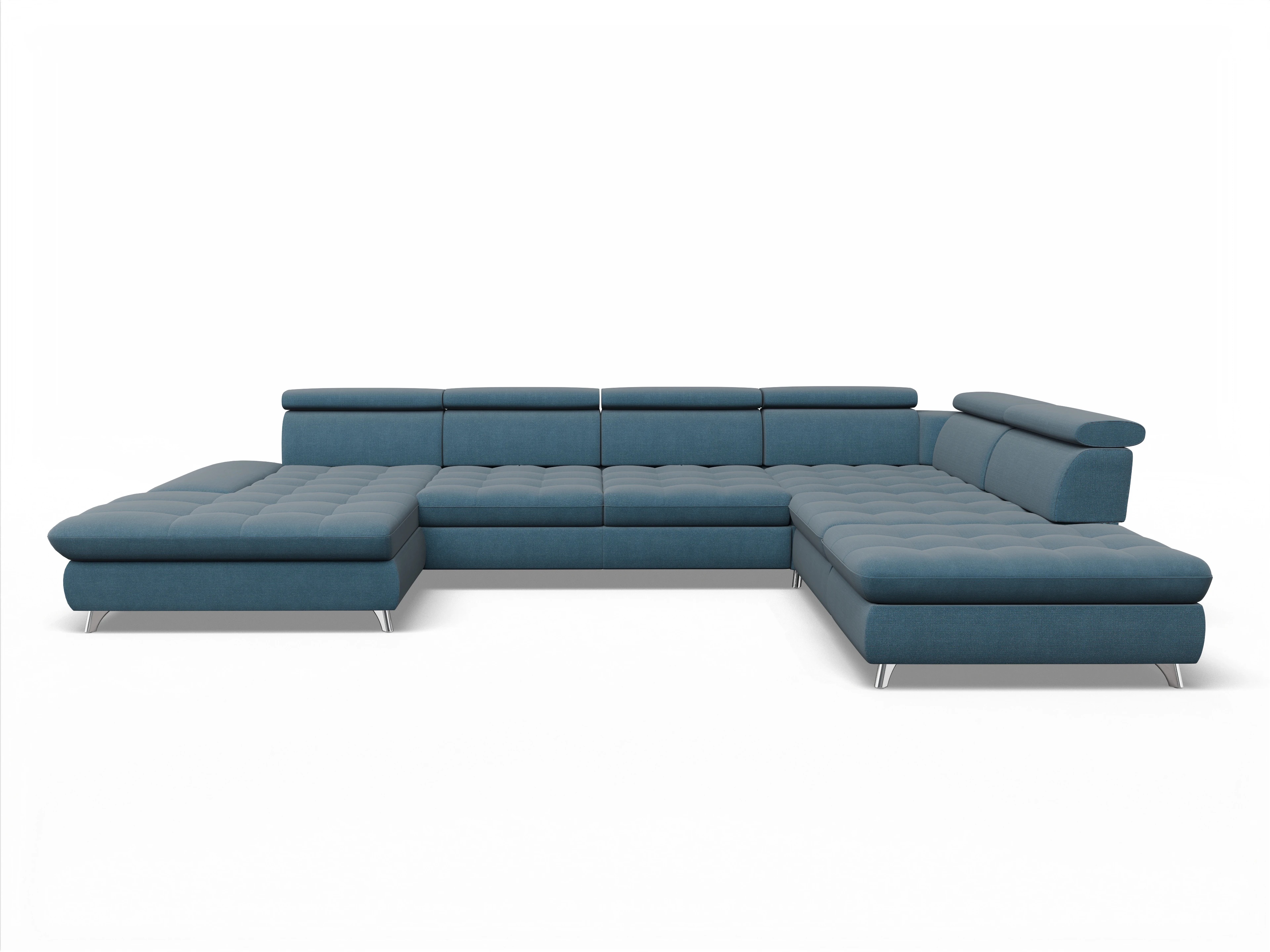 Ansicht des Produktes Memphis Stoff Wohnlandschaft offen beidseitig in Stoff Blau