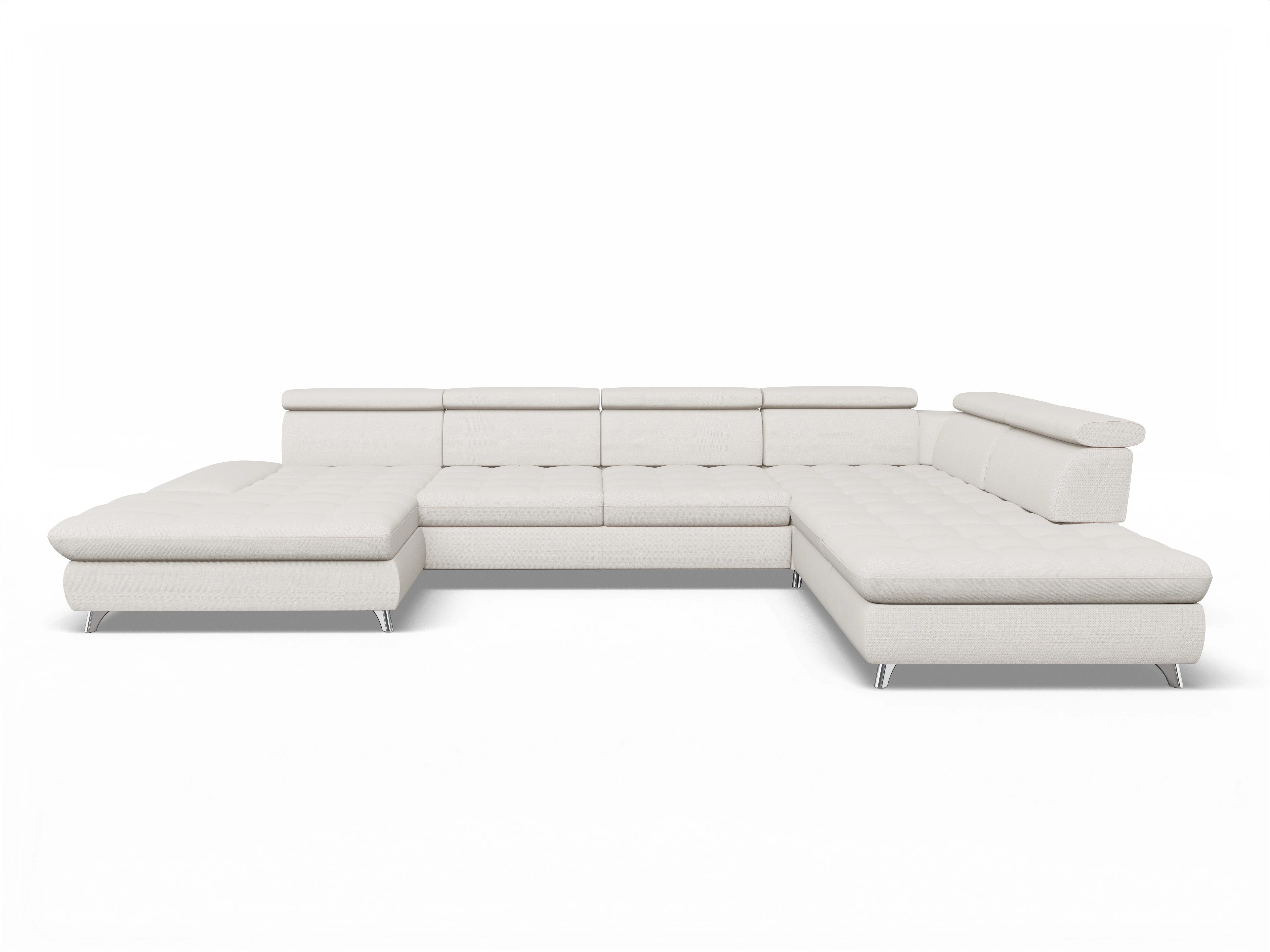 Ansicht des Produktes Memphis Stoff Wohnlandschaft offen beidseitig in Stoff Beige