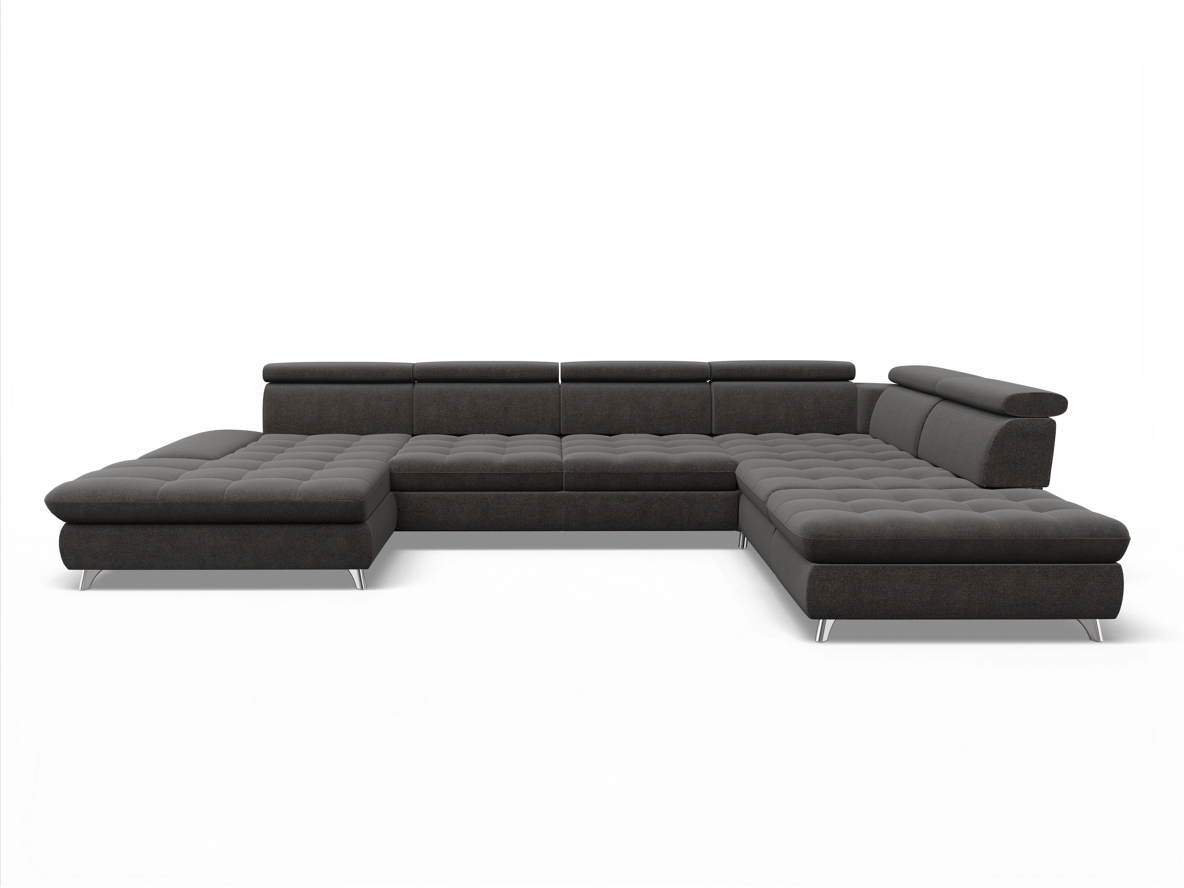 Ansicht des Produktes Memphis Stoff Wohnlandschaft offen beidseitig in Stoff Grau