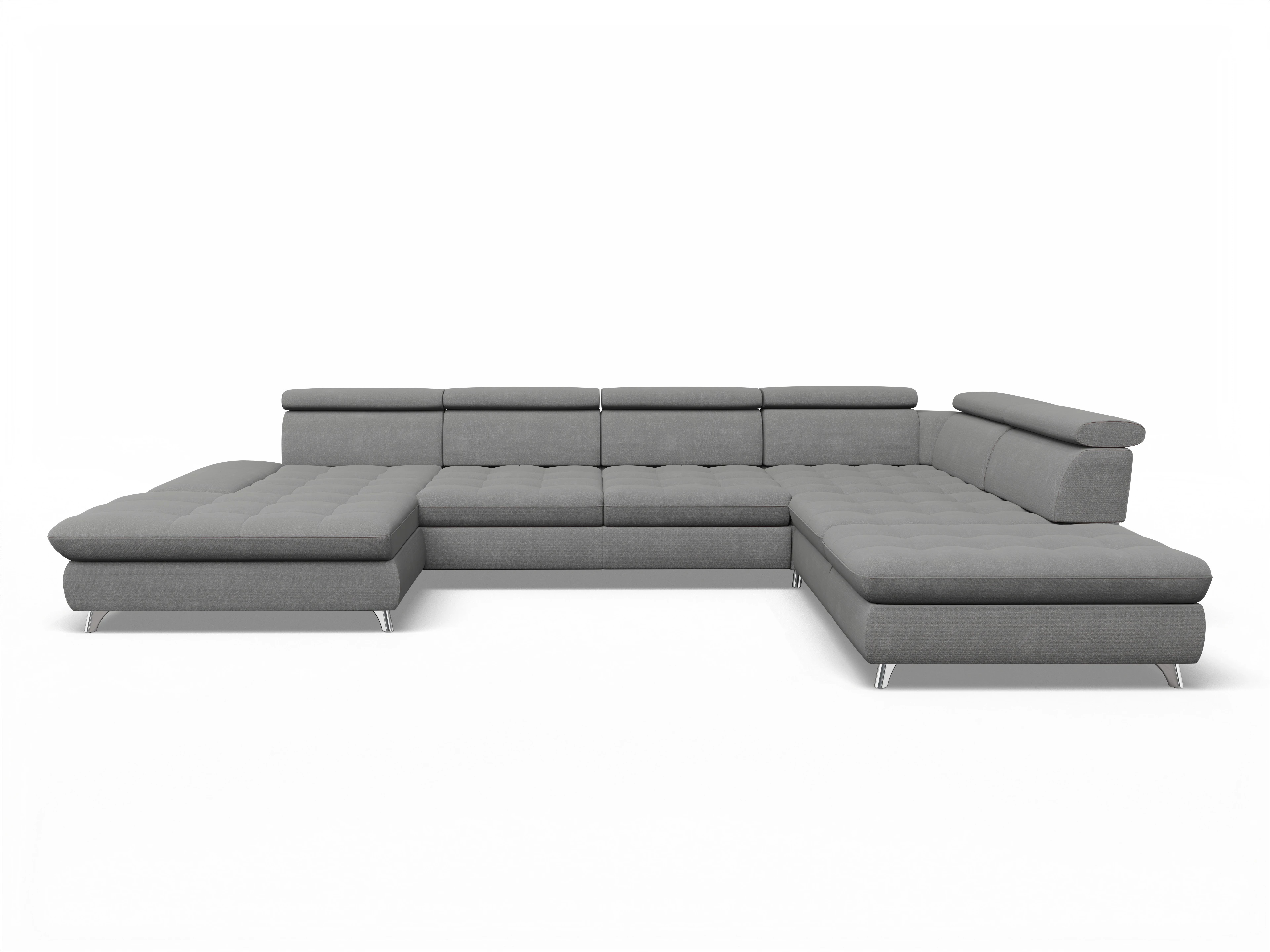 Ansicht des Produktes Memphis Stoff Wohnlandschaft offen beidseitig in Stoff Grau