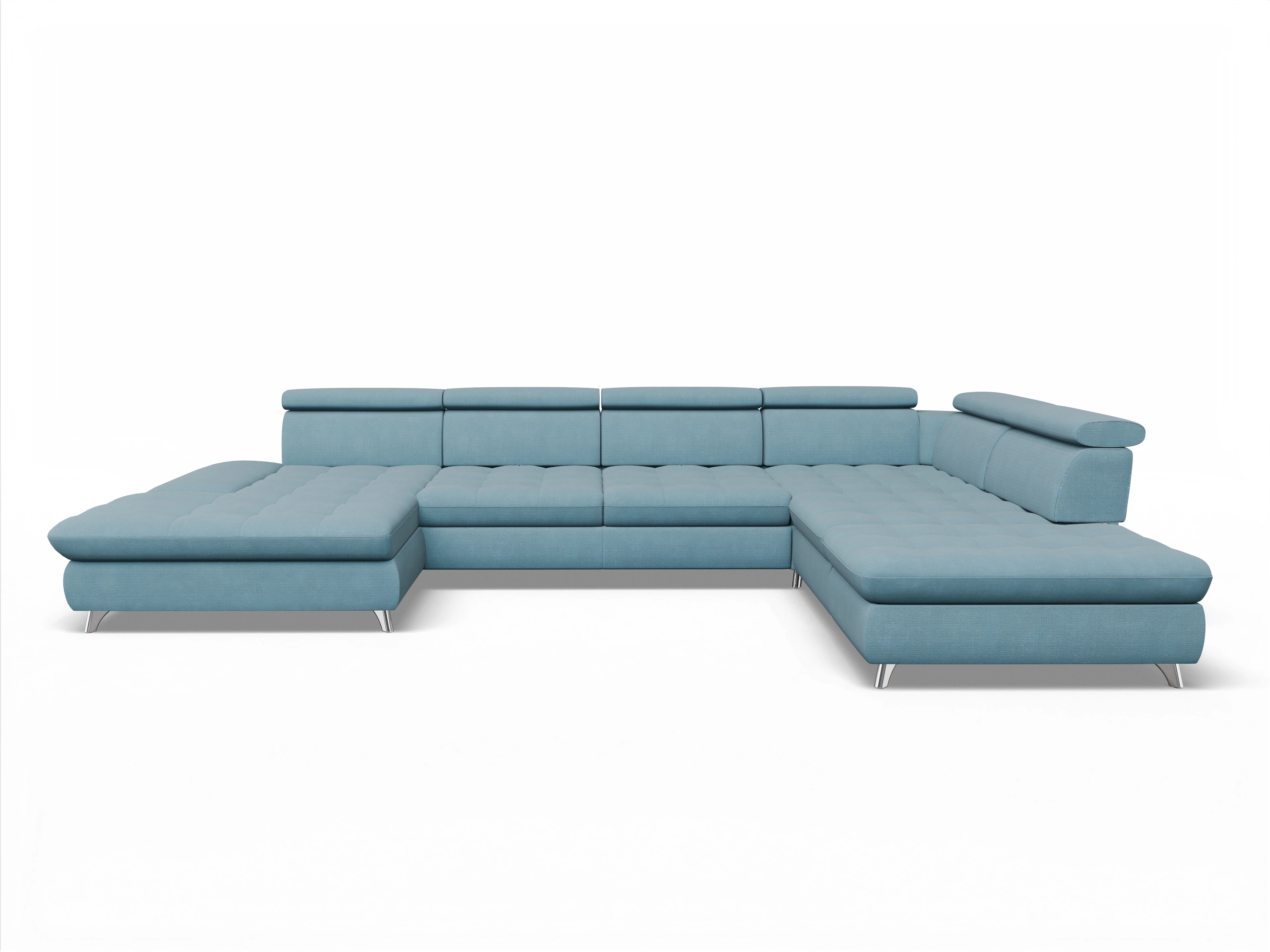 Ansicht des Produktes Memphis Stoff Wohnlandschaft offen beidseitig in Stoff Blau