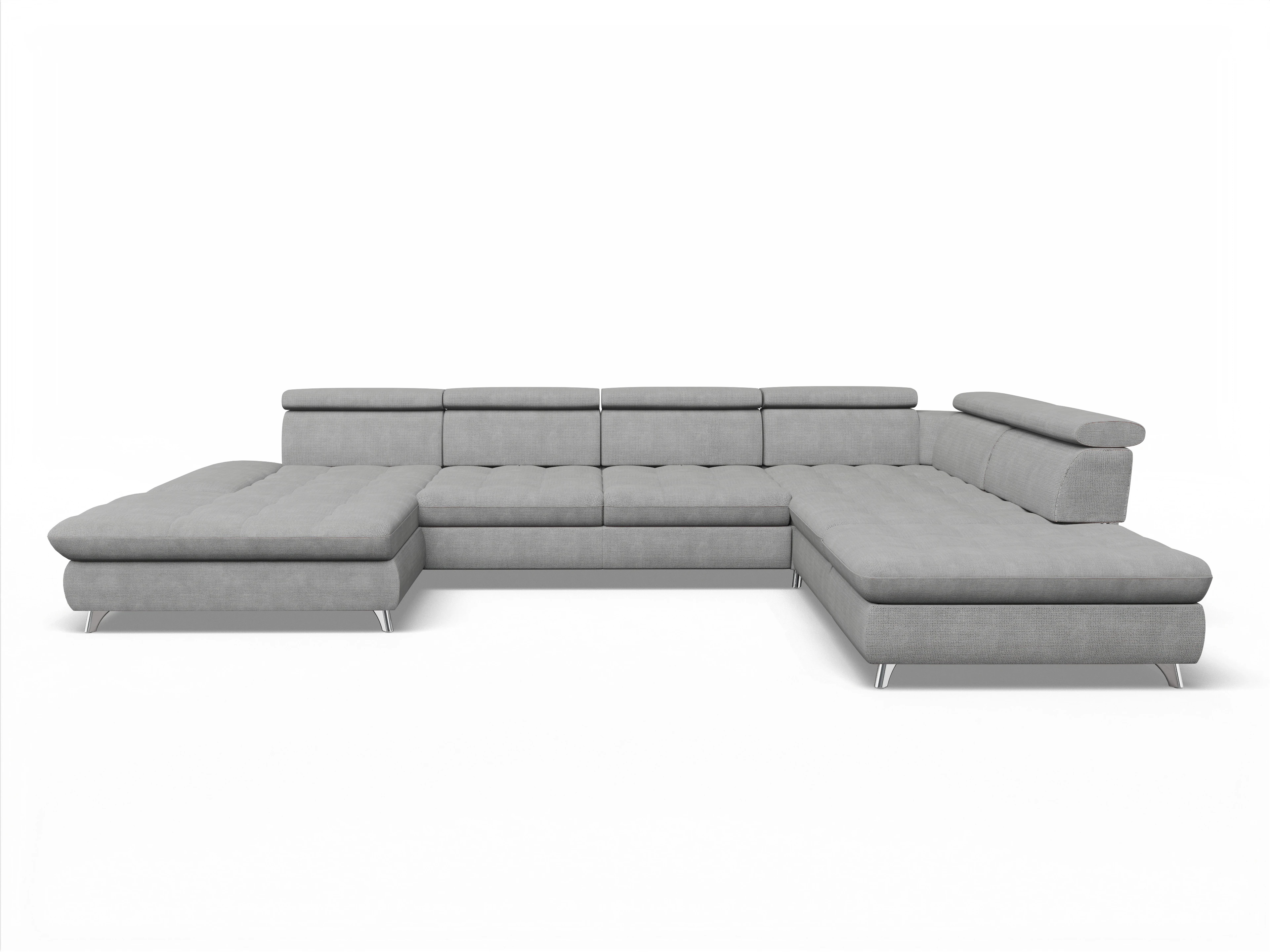 Ansicht des Produktes Memphis Stoff Wohnlandschaft offen beidseitig in Stoff Grau