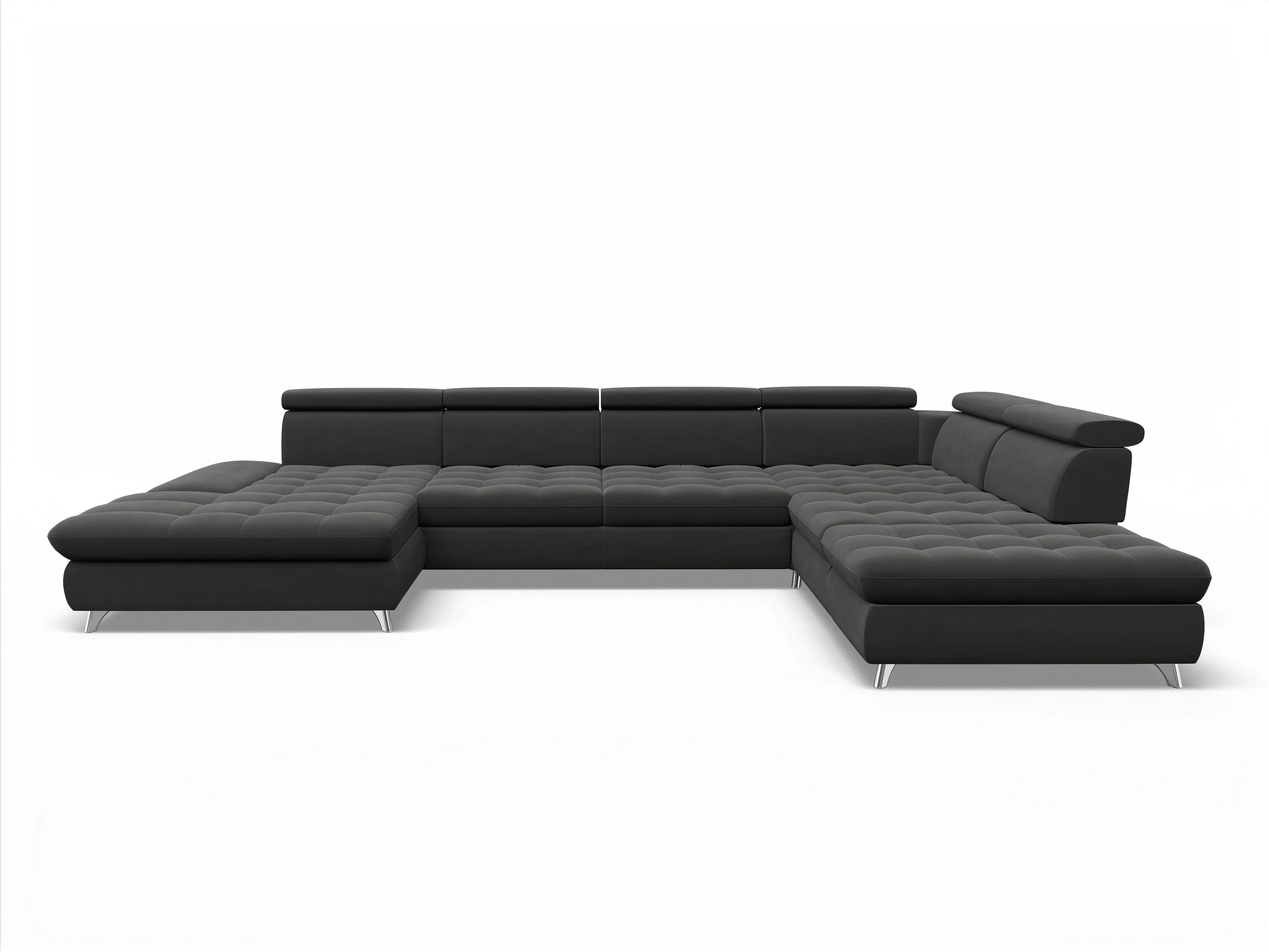 Ansicht des Produktes Memphis Stoff Wohnlandschaft offen beidseitig in Stoff Grau