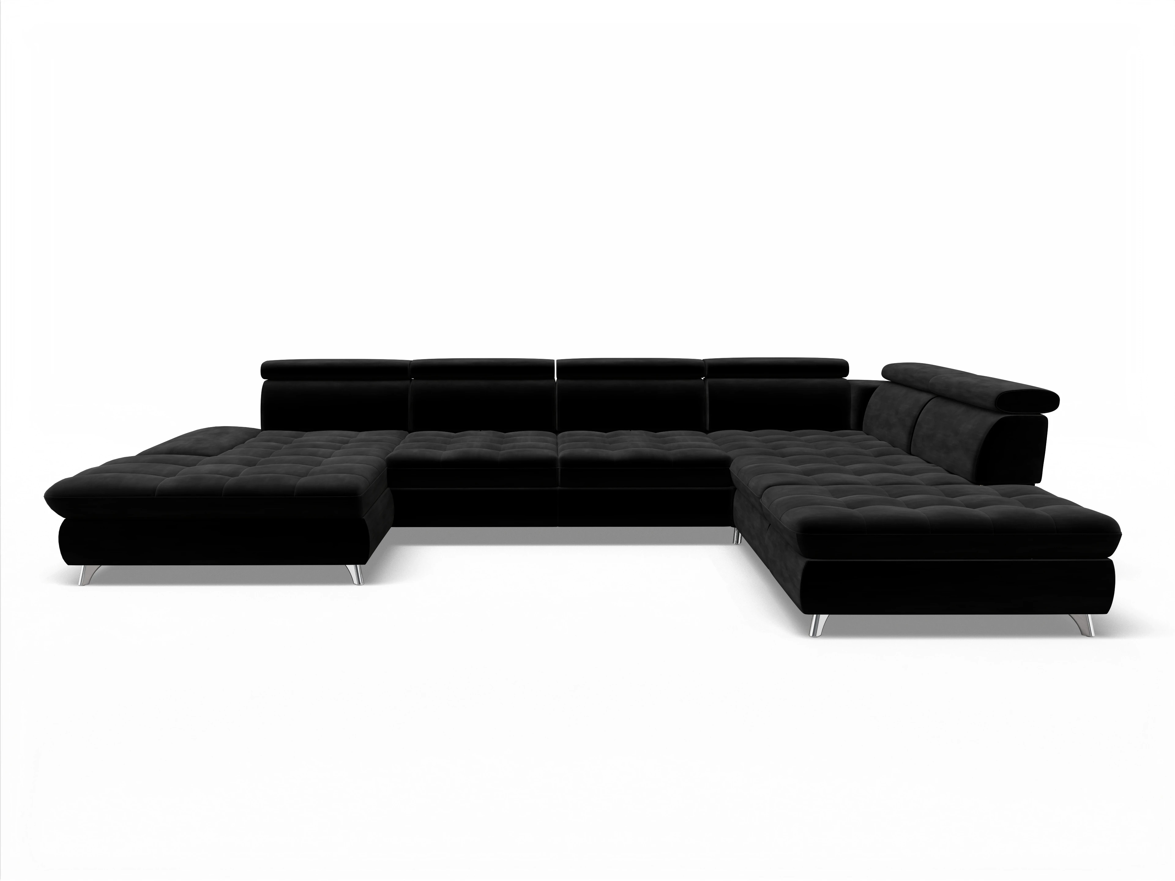 Ansicht des Produktes Memphis Stoff Wohnlandschaft offen beidseitig in Stoff Schwarz