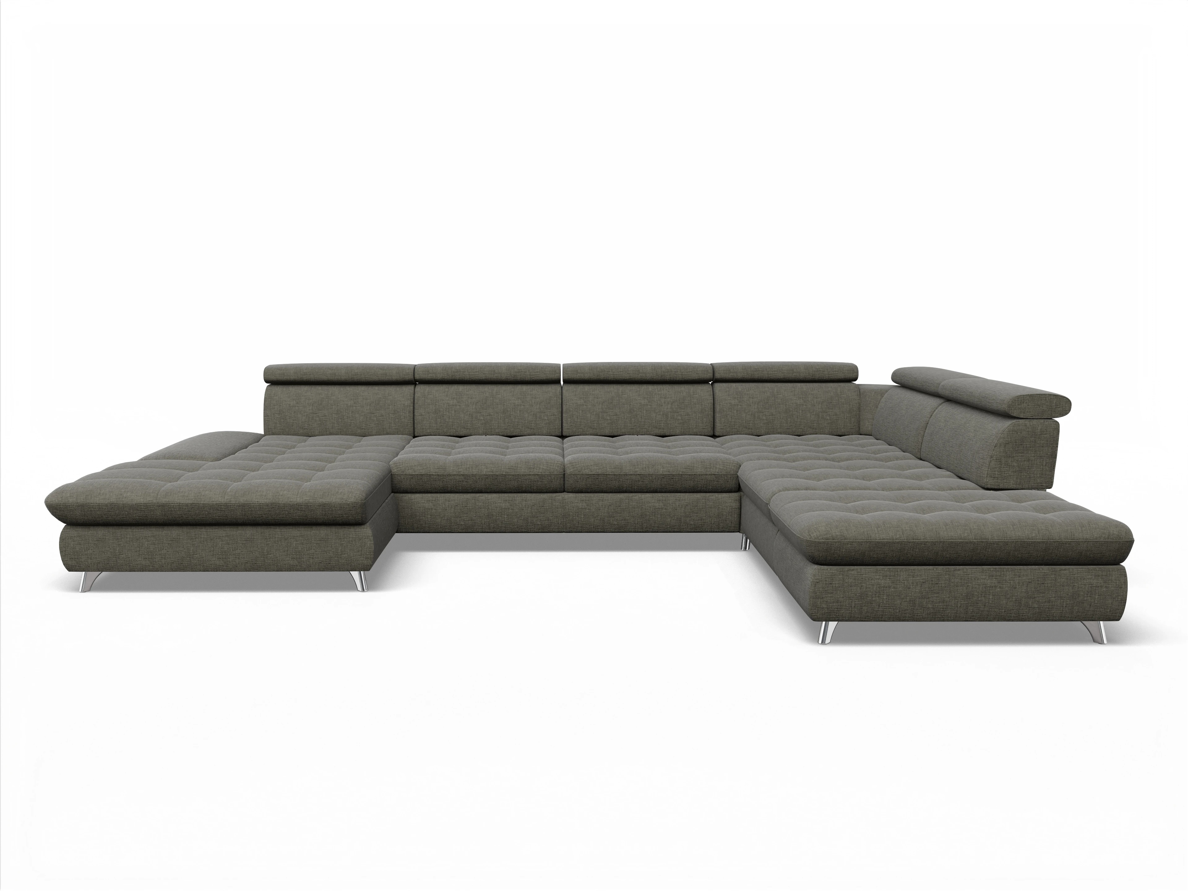 Ansicht des Produktes Memphis Stoff Wohnlandschaft offen beidseitig in Stoff Braun