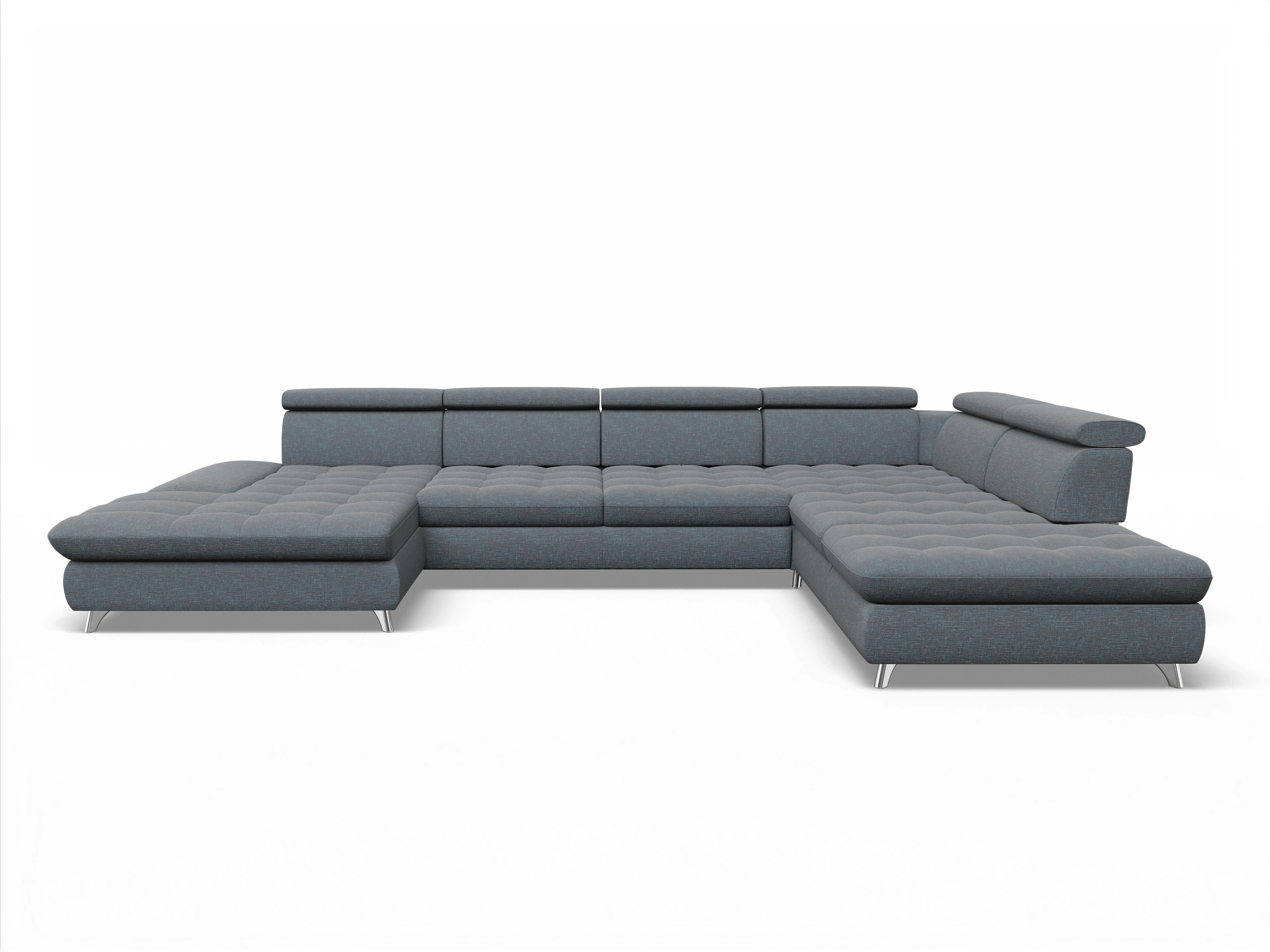 Ansicht des Produktes Memphis Stoff Wohnlandschaft offen beidseitig in Stoff Grau