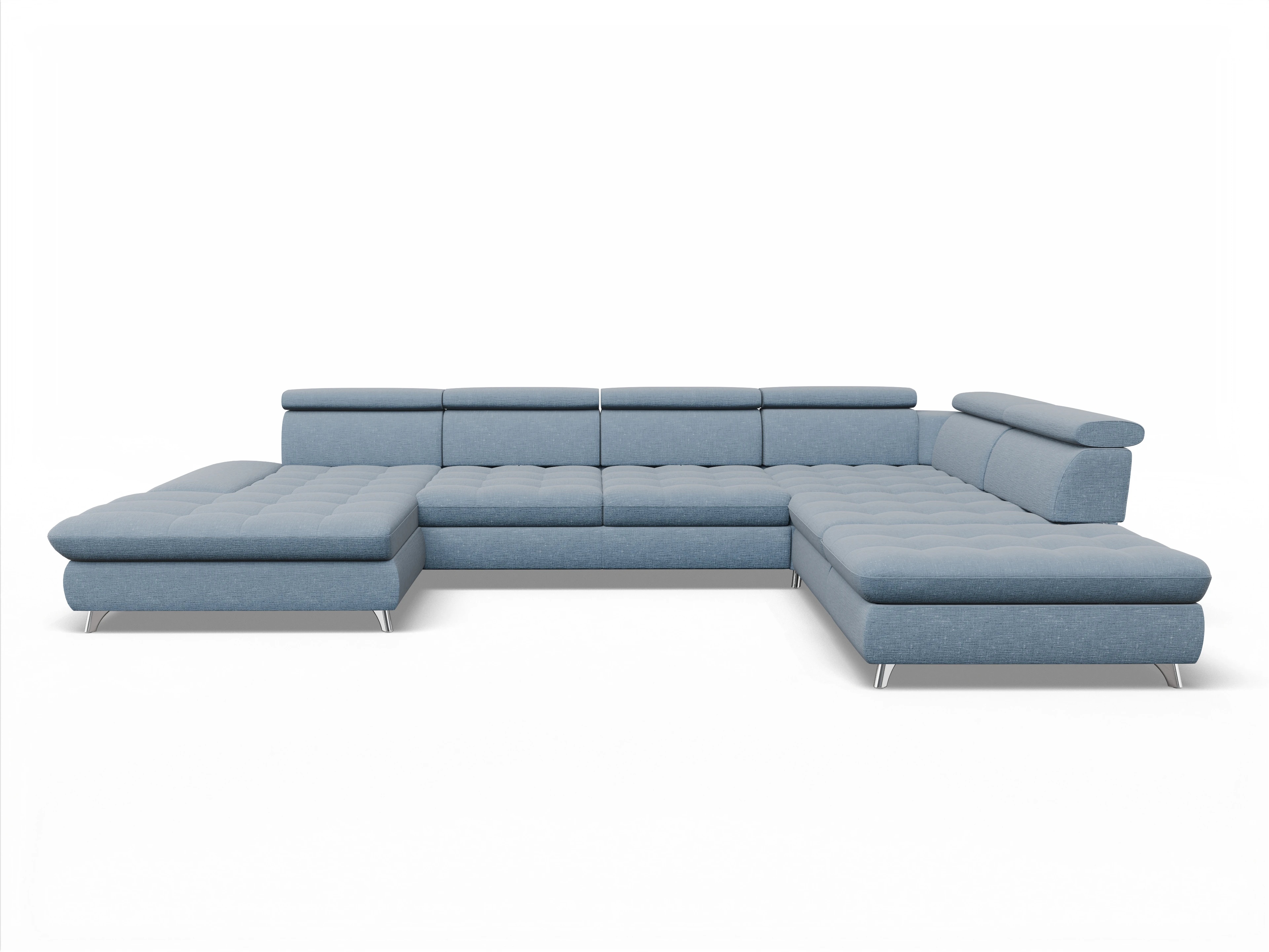 Ansicht des Produktes Memphis Stoff Wohnlandschaft offen beidseitig in Stoff Blau
