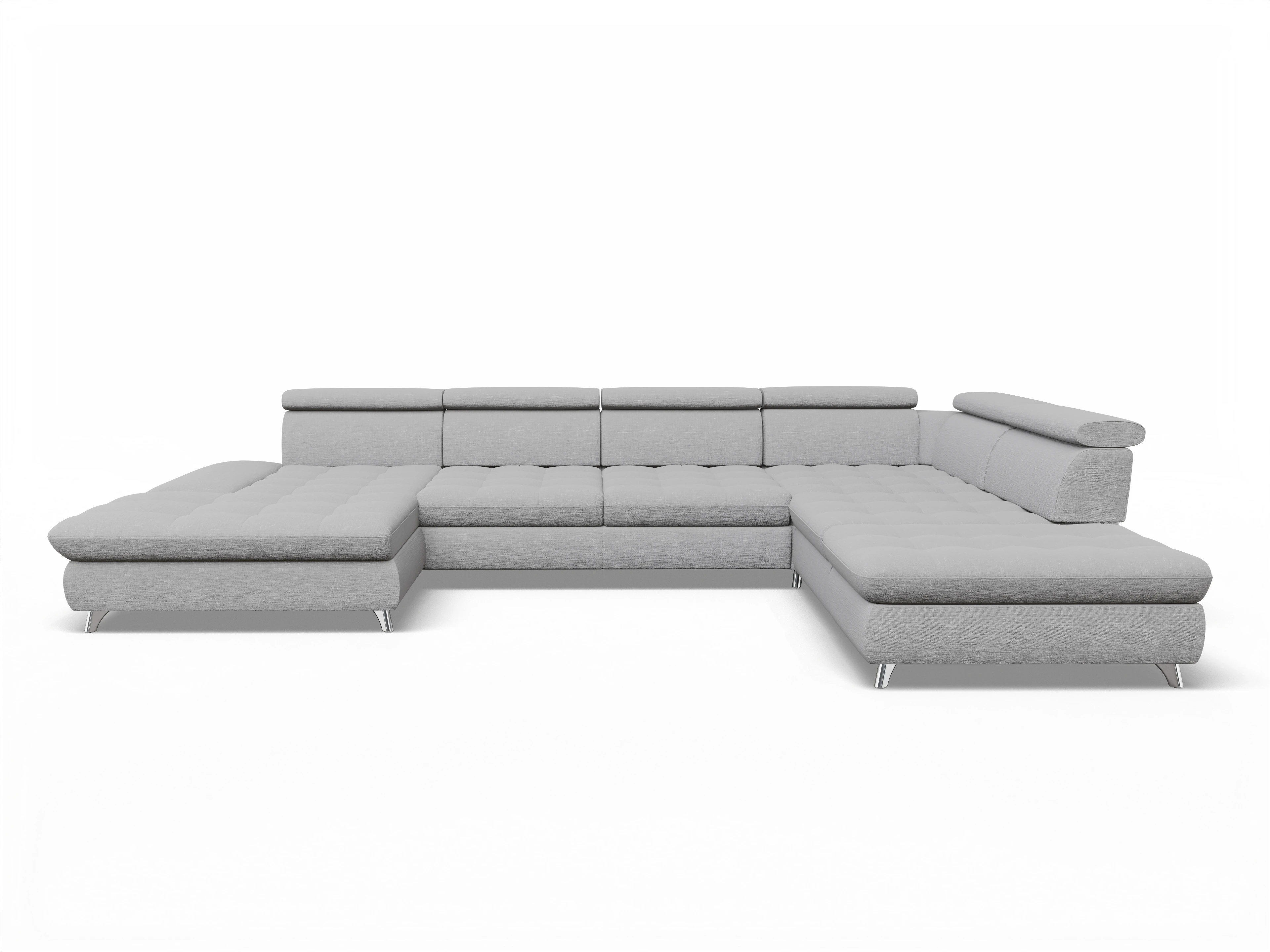 Ansicht des Produktes Memphis Stoff Wohnlandschaft offen beidseitig in Stoff Grau
