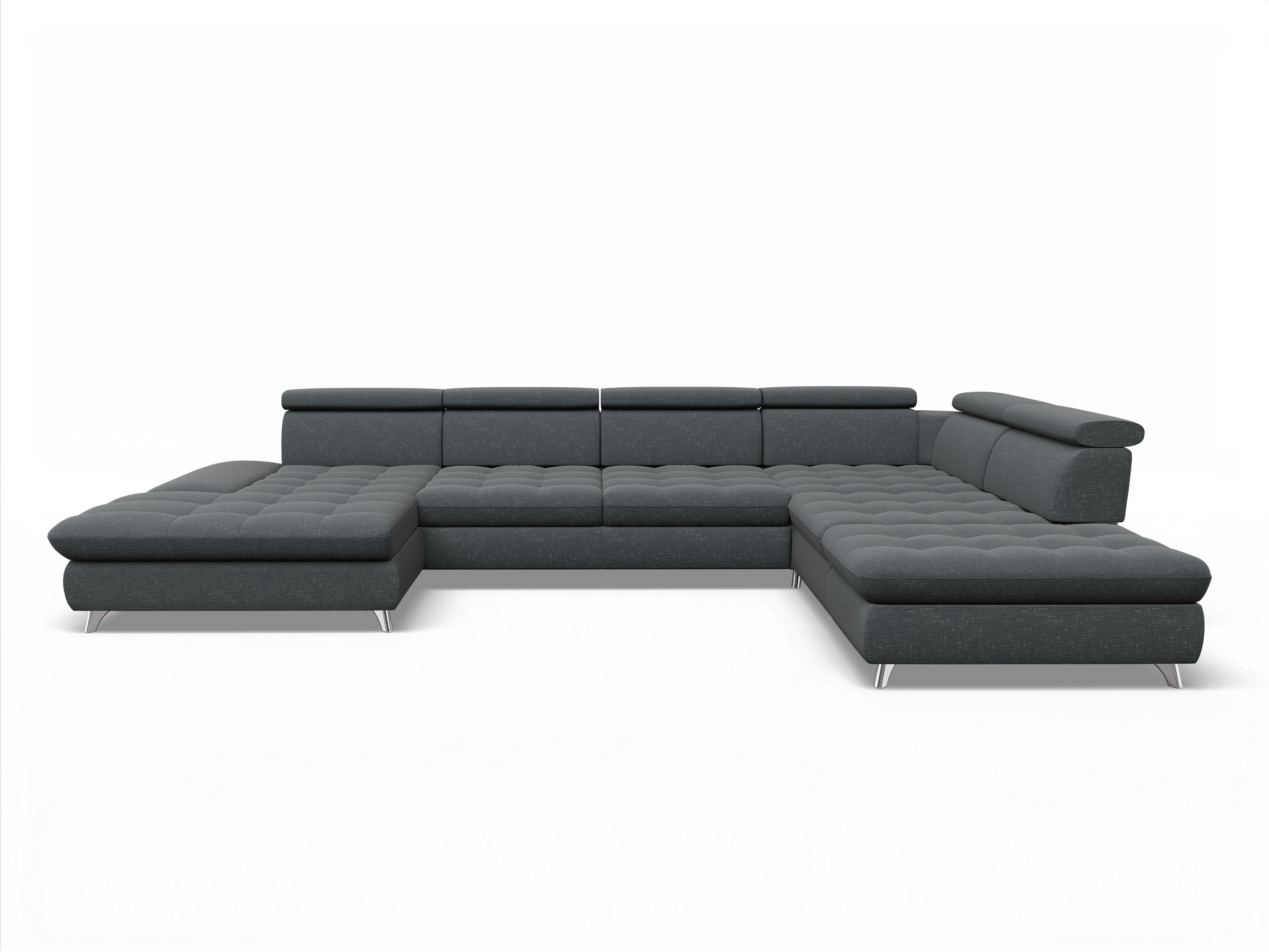 Ansicht des Produktes Memphis Stoff Wohnlandschaft offen beidseitig in Stoff Grau