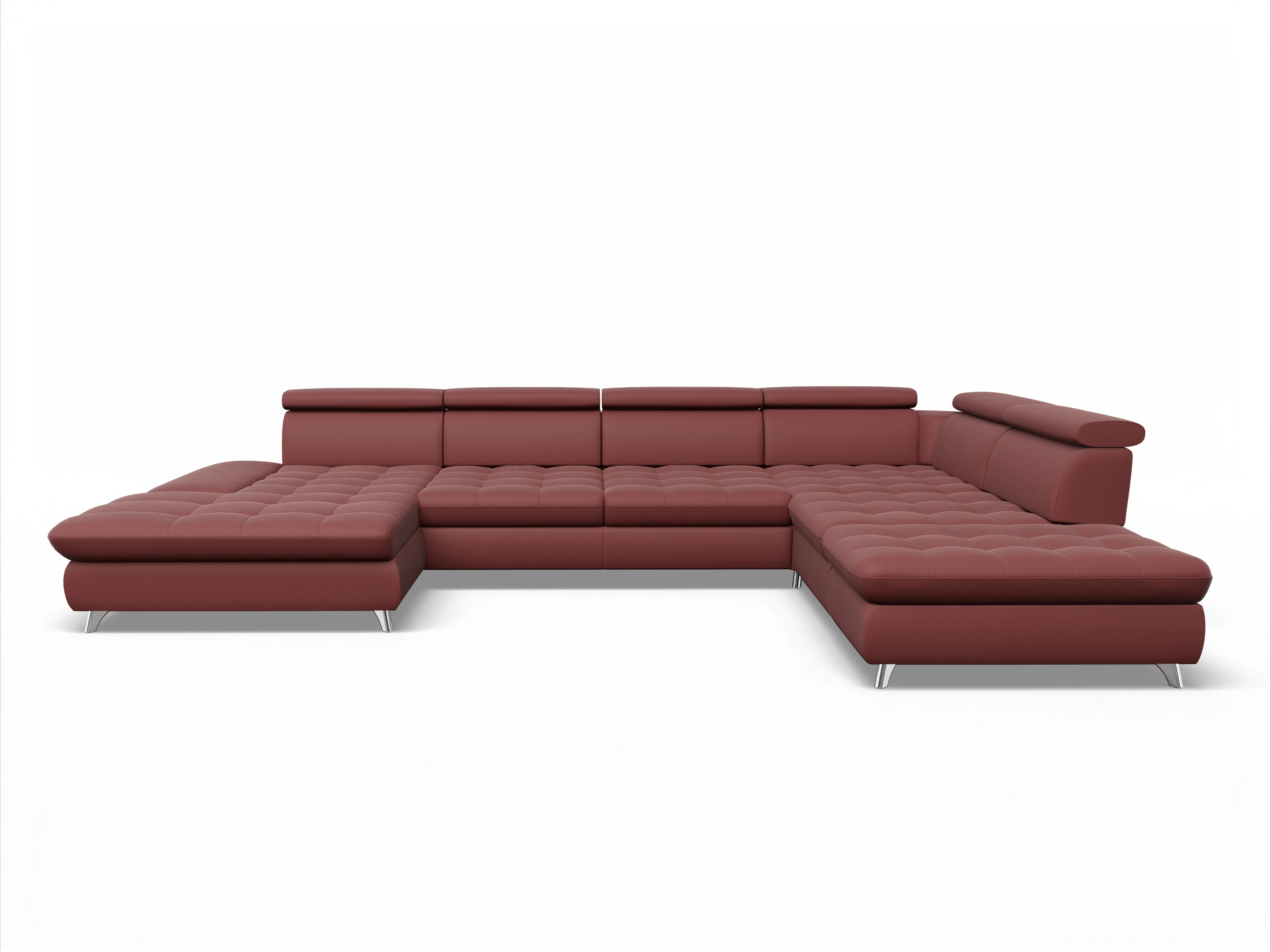 Ansicht des Produktes Memphis Stoff Wohnlandschaft offen beidseitig in Leder Rot