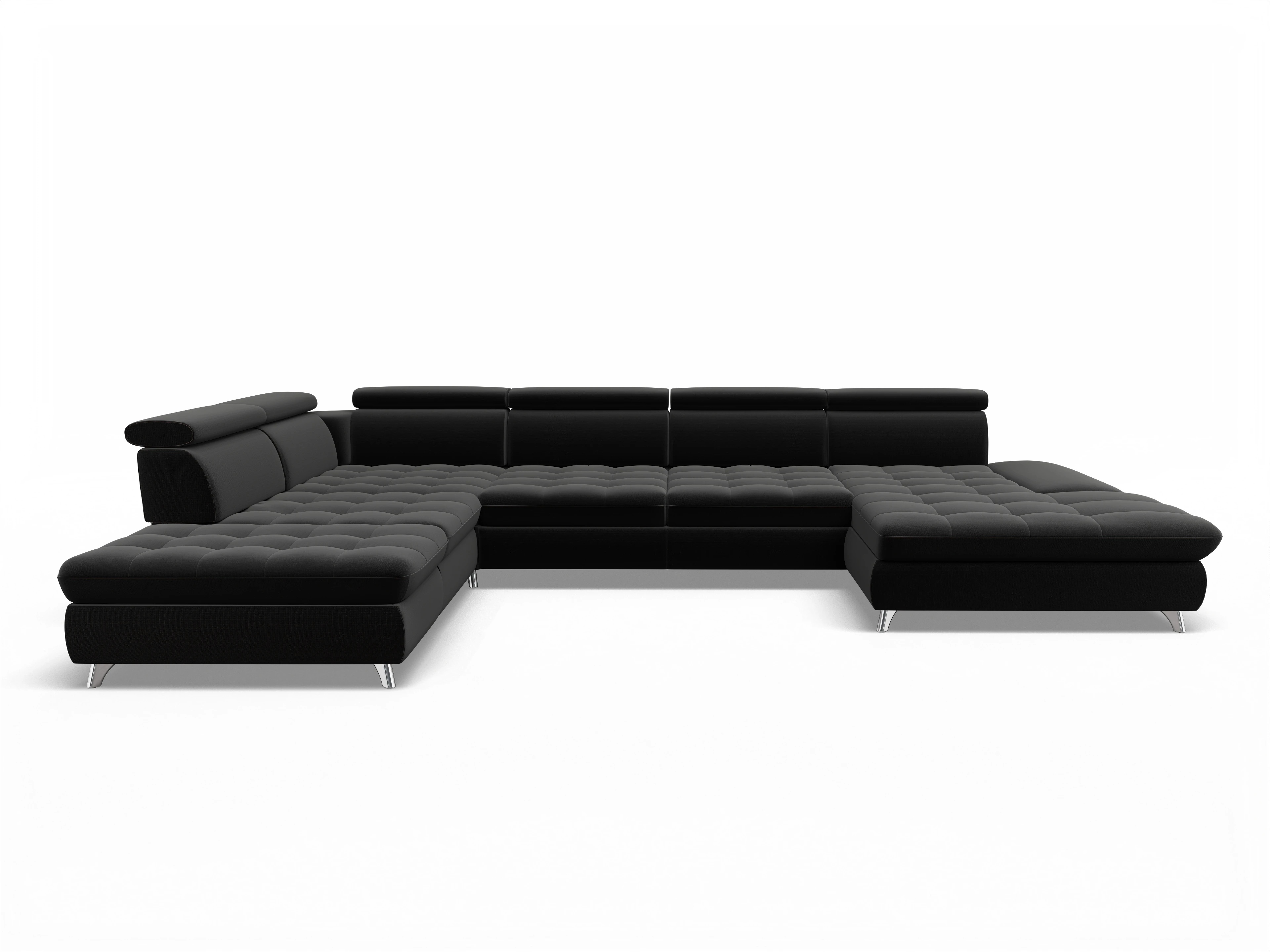 Ansicht des Produktes Memphis Stoff Wohnlandschaft offen beidseitig in Stoff Schwarz