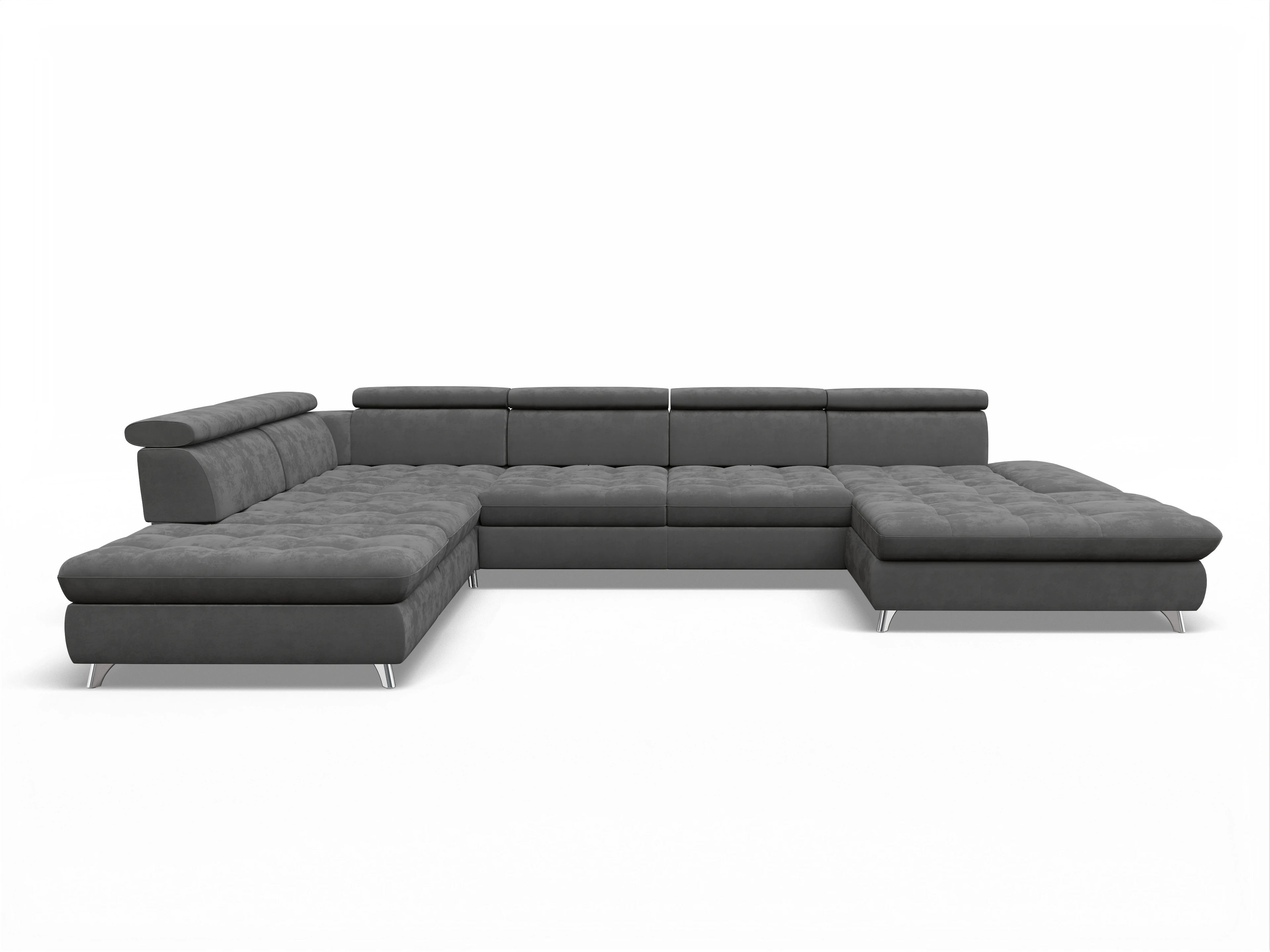 Ansicht des Produktes Memphis Stoff Wohnlandschaft offen beidseitig in Stoff Grau