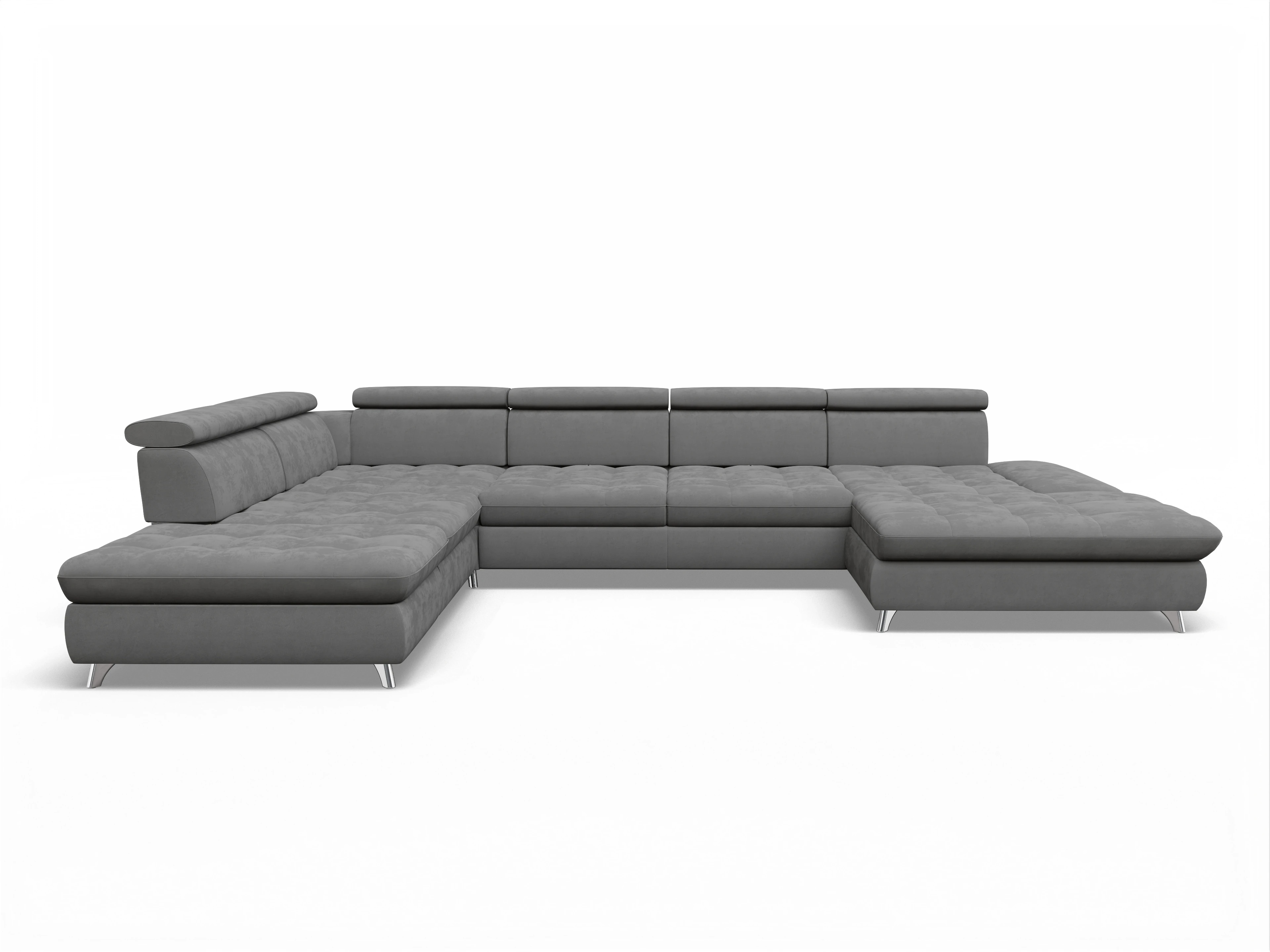 Ansicht des Produktes Memphis Stoff Wohnlandschaft offen beidseitig in Stoff Grau