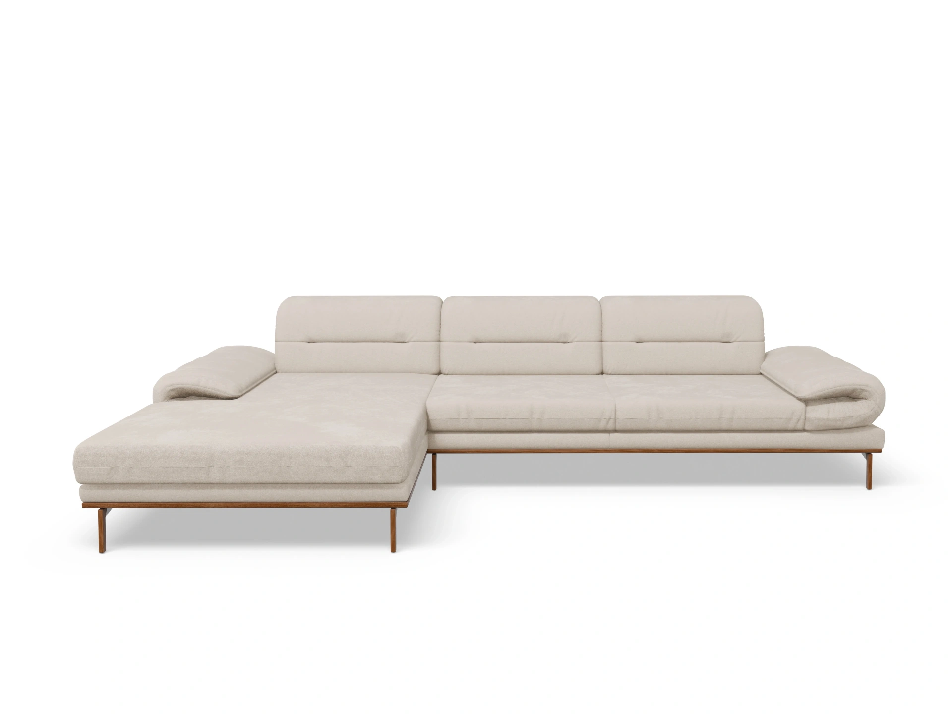 Ansicht des Produktes San Marino Ecksofa links Abschluss offen in Stoff Beige