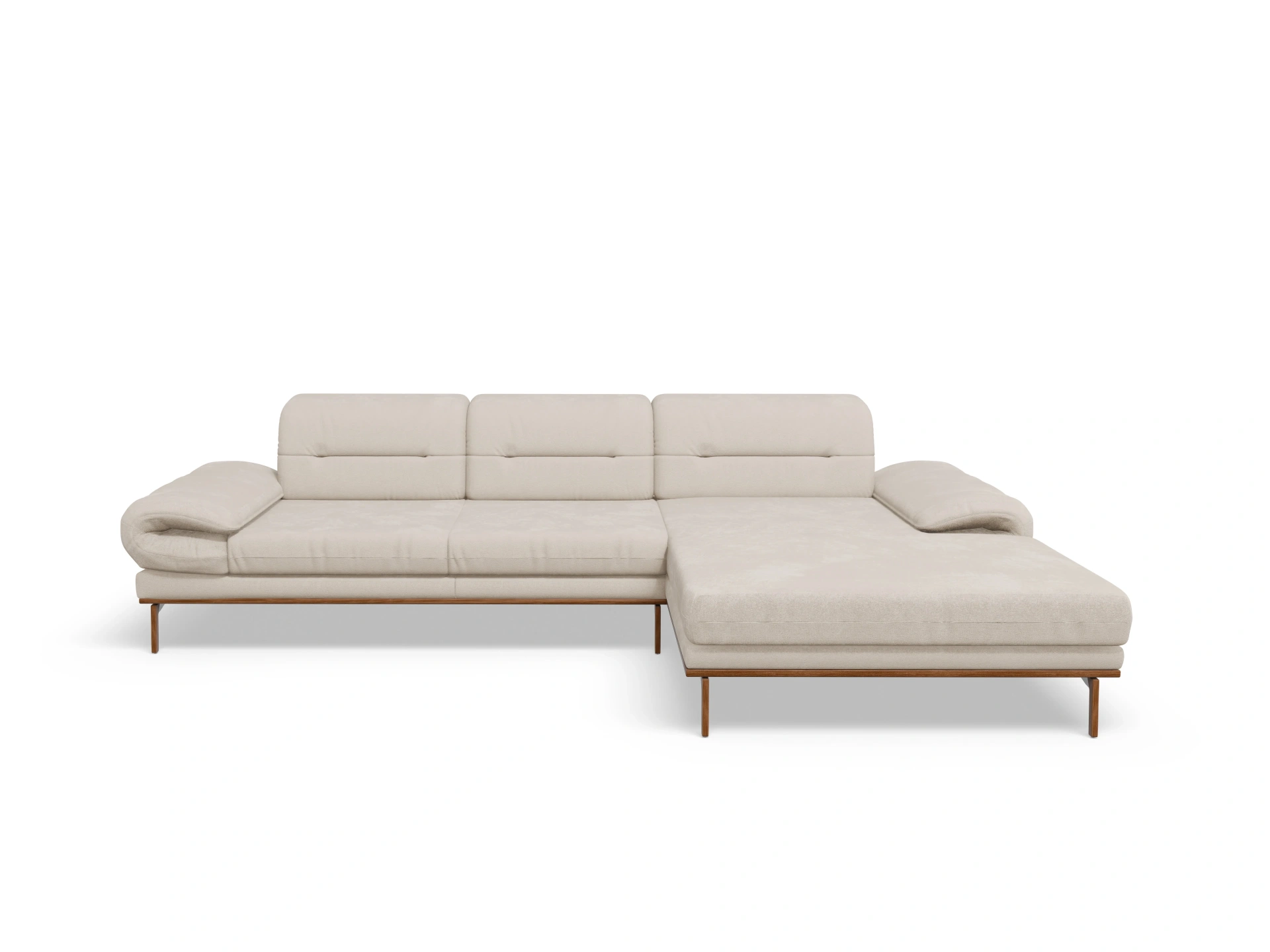 Ansicht des Produktes San Marino Ecksofa rechts Abschluss offen in Stoff Beige
