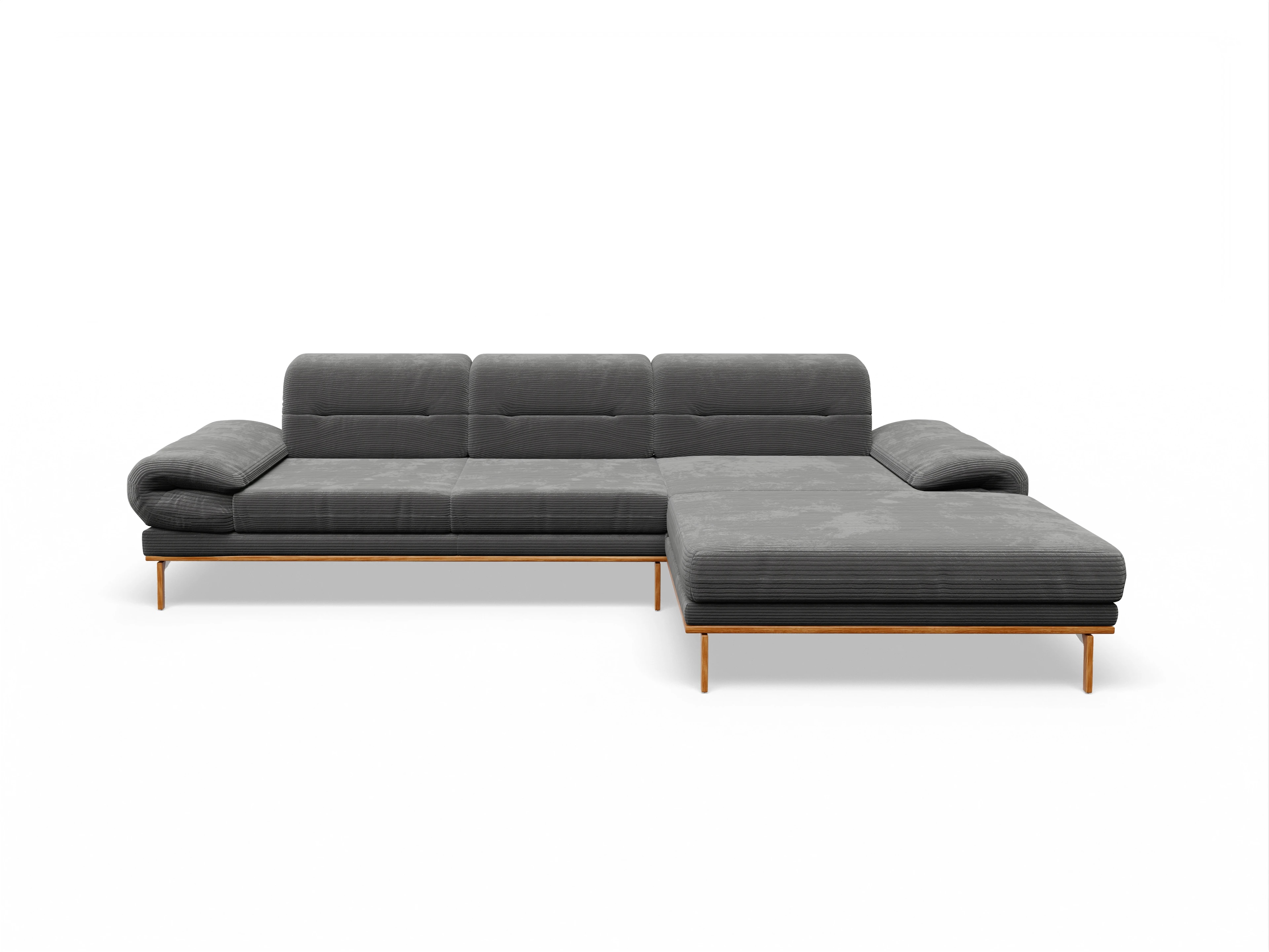 Ansicht des Produktes San Marino Ecksofa rechts Abschluss offen in Stoff Grau