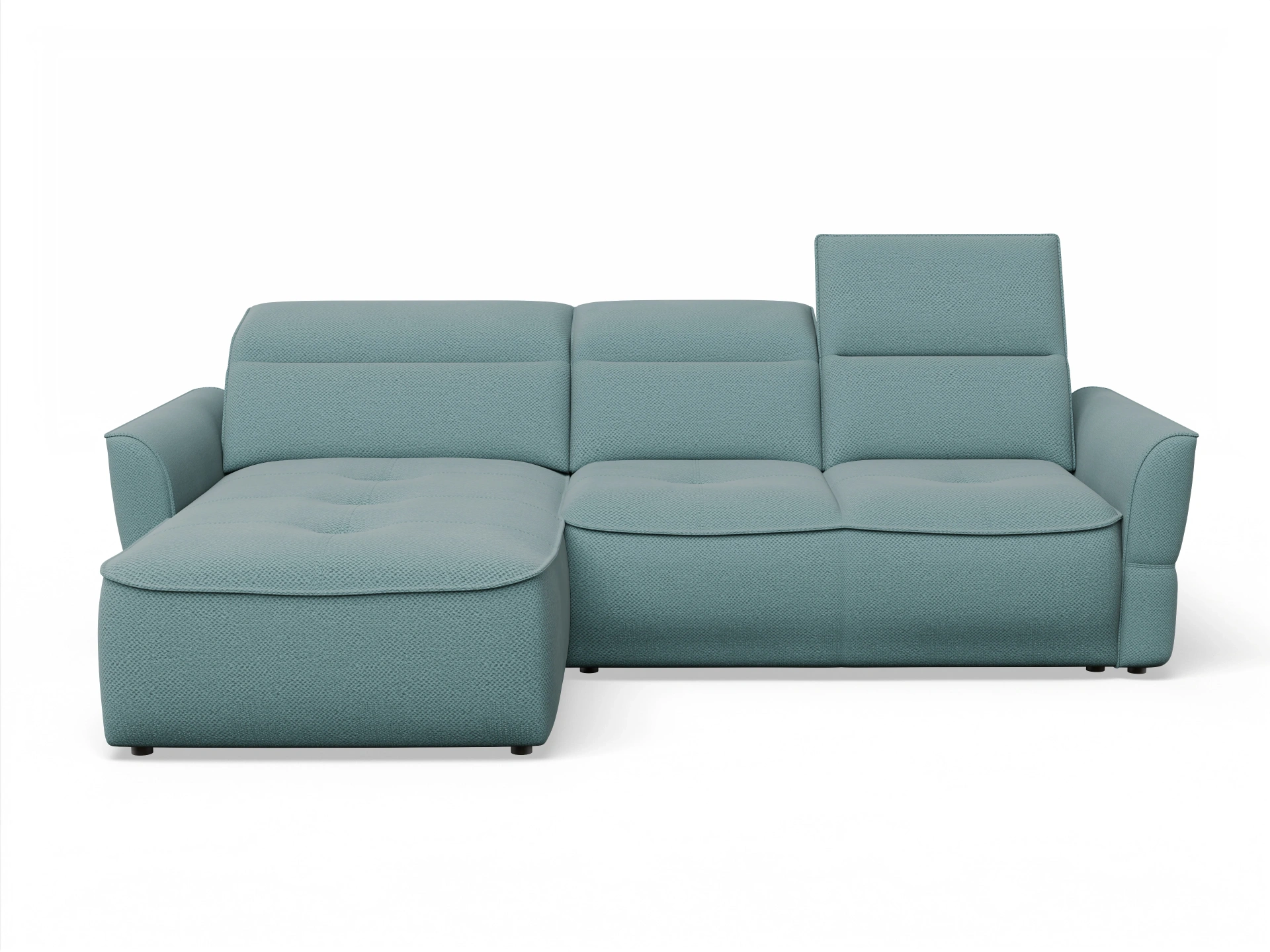 Ansicht des Produktes Toledo Ecksofa links Abschluss offen in Stoff Blau