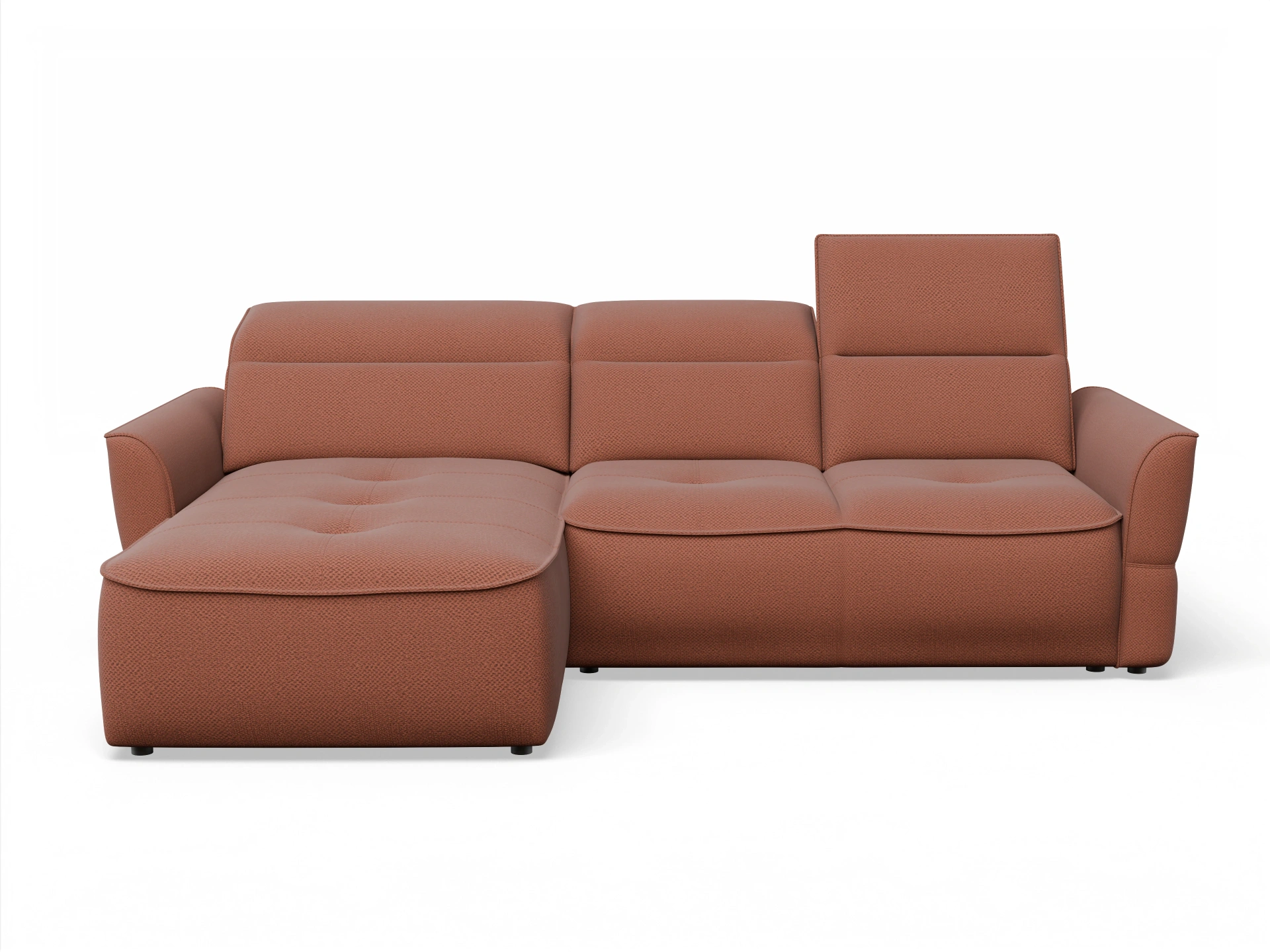 Ansicht des Produktes Toledo Ecksofa links Abschluss offen in Stoff Orange