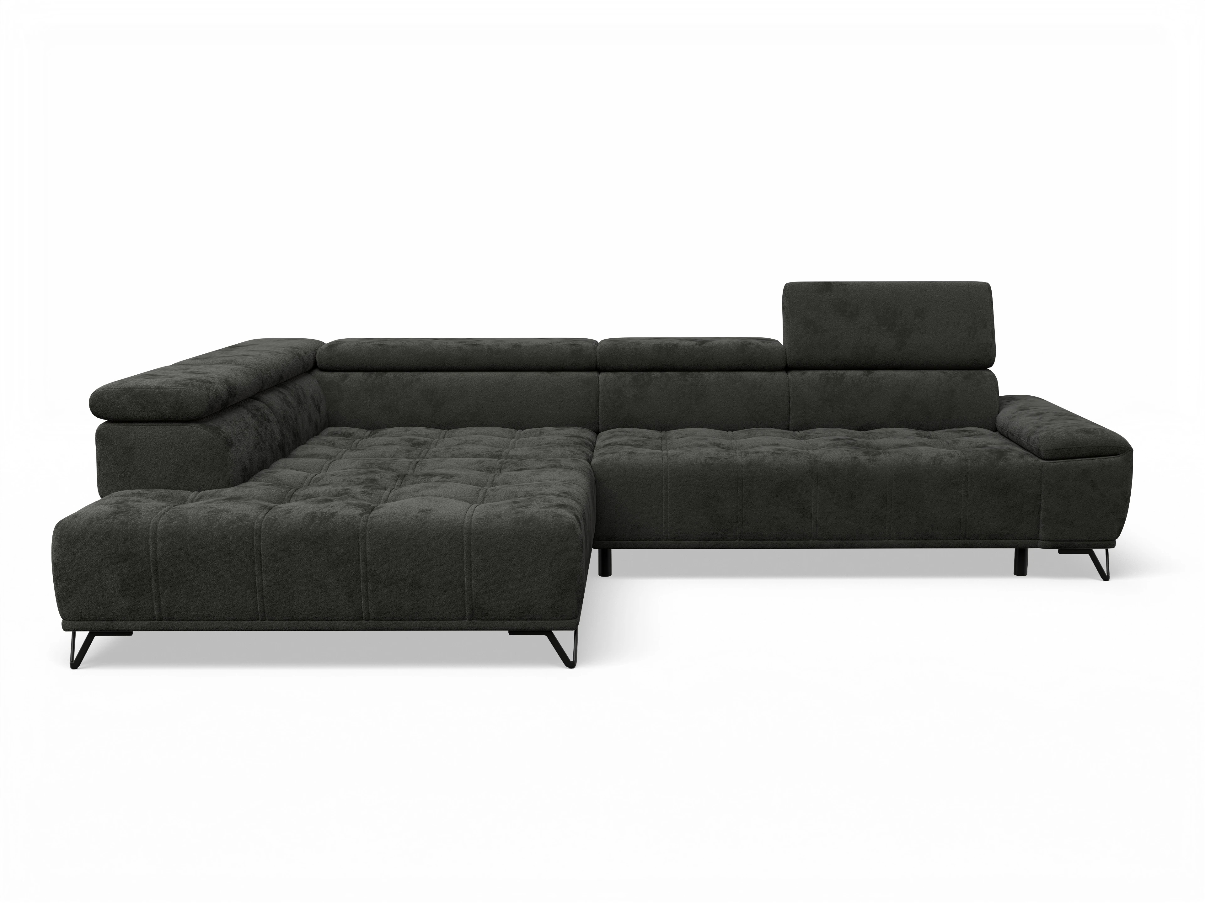 Ansicht des Produktes Sevilla Ecksofa links Abschluss offen in Stoff Schwarz