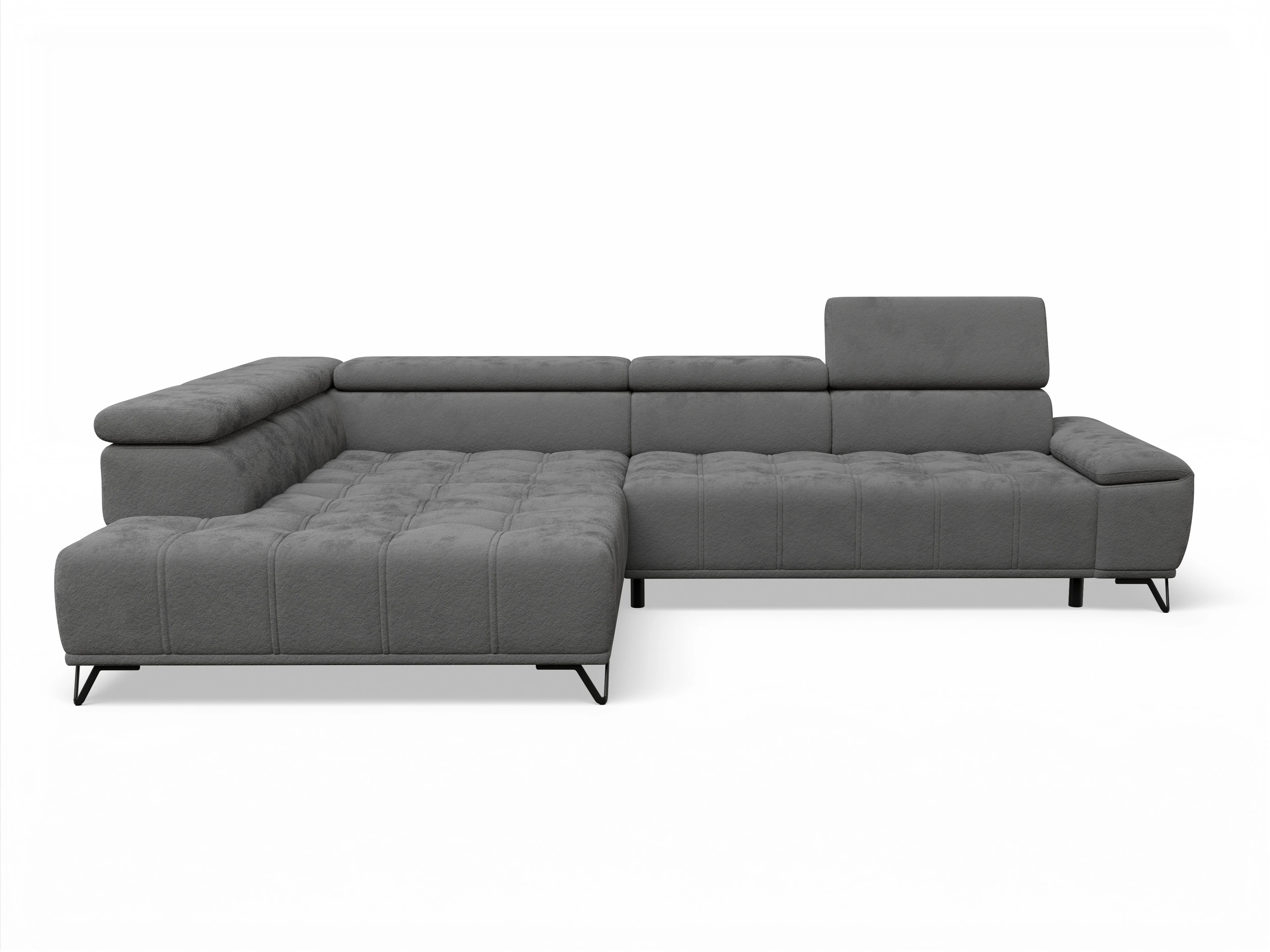 Ansicht des Produktes Sevilla Ecksofa links Abschluss offen in Stoff Grau