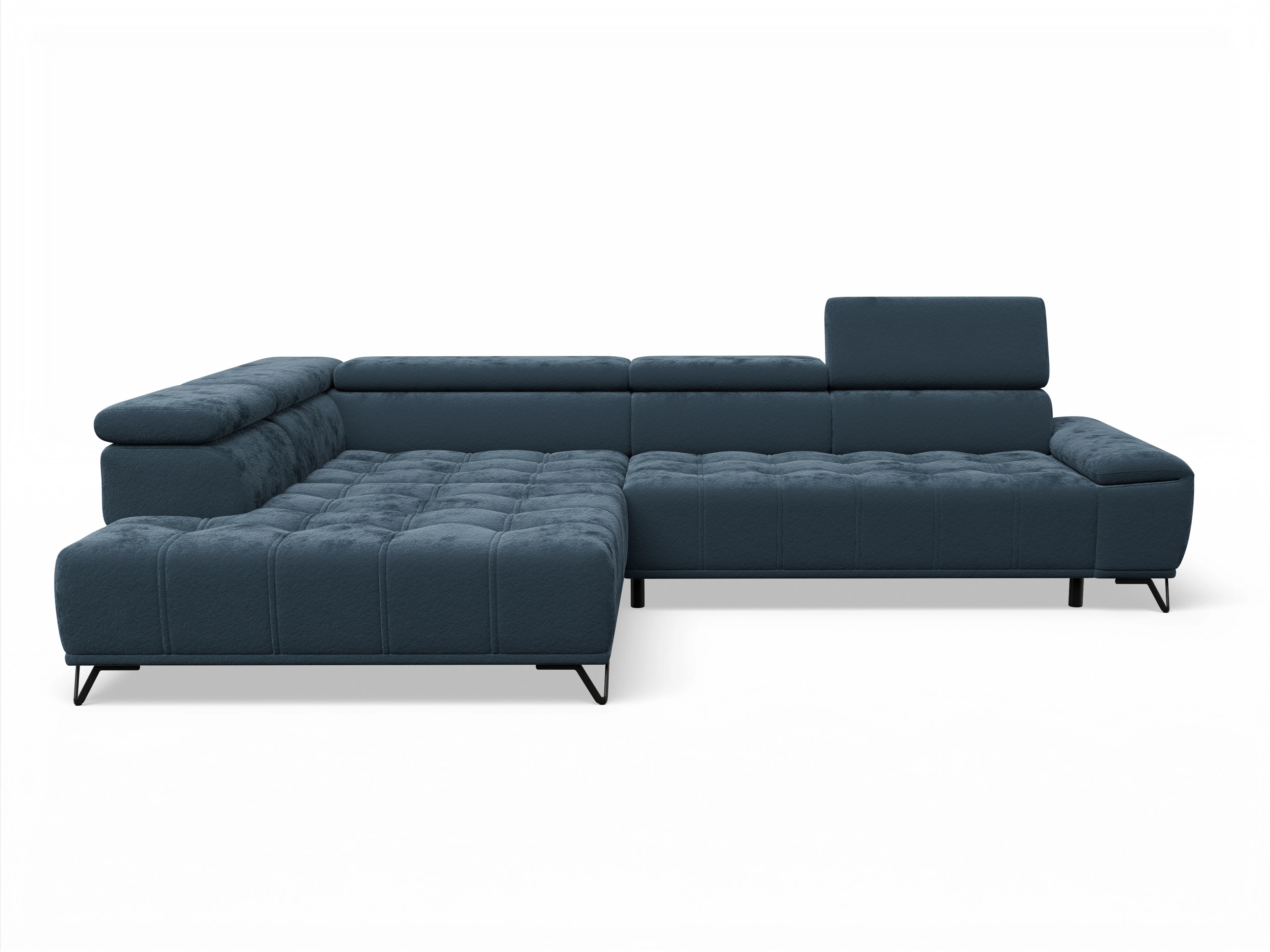 Ansicht des Produktes Sevilla Ecksofa links Abschluss offen in Stoff Blau