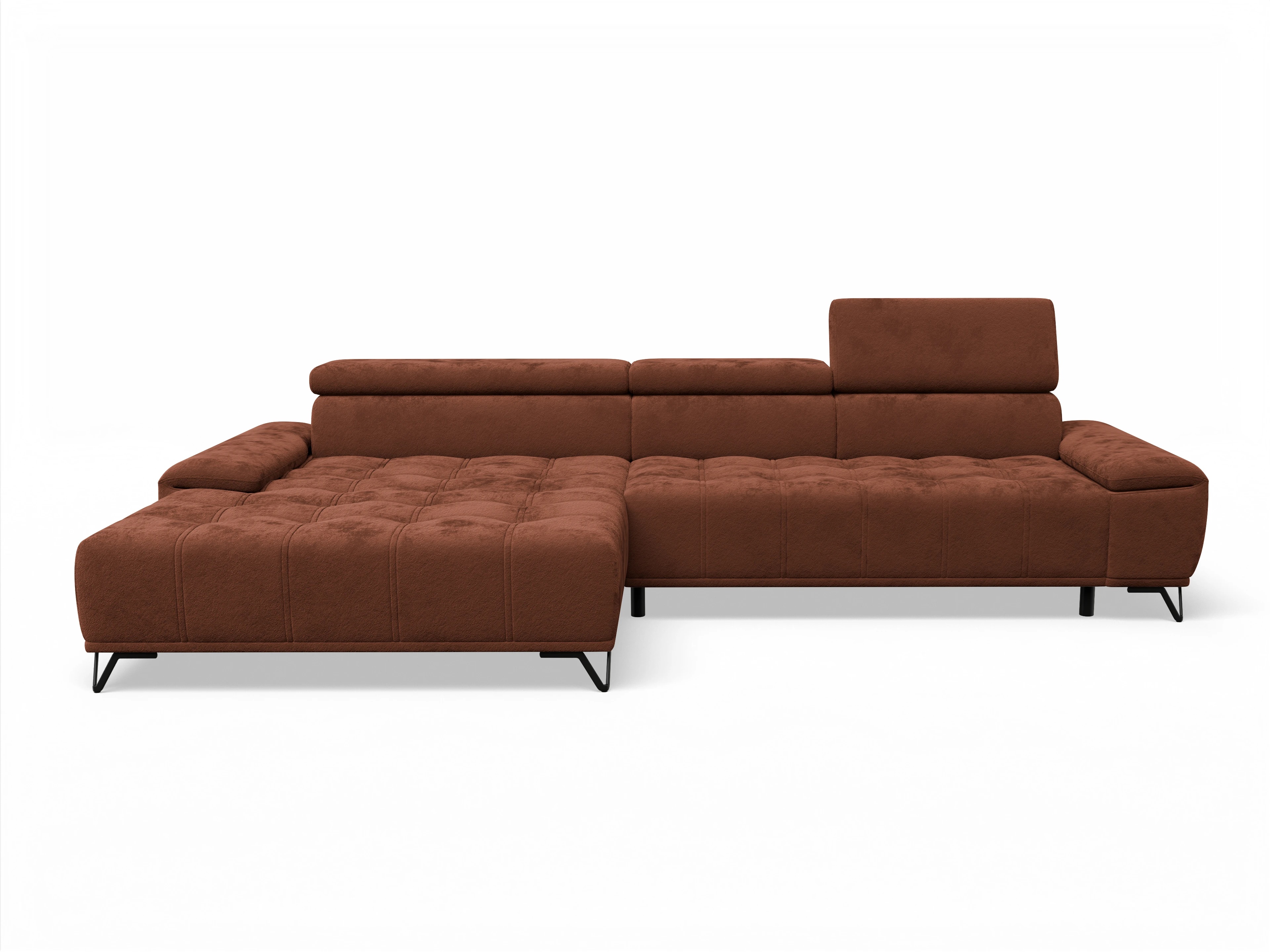 Ansicht des Produktes Sevilla Ecksofa links Abschluss offen in Stoff Orange