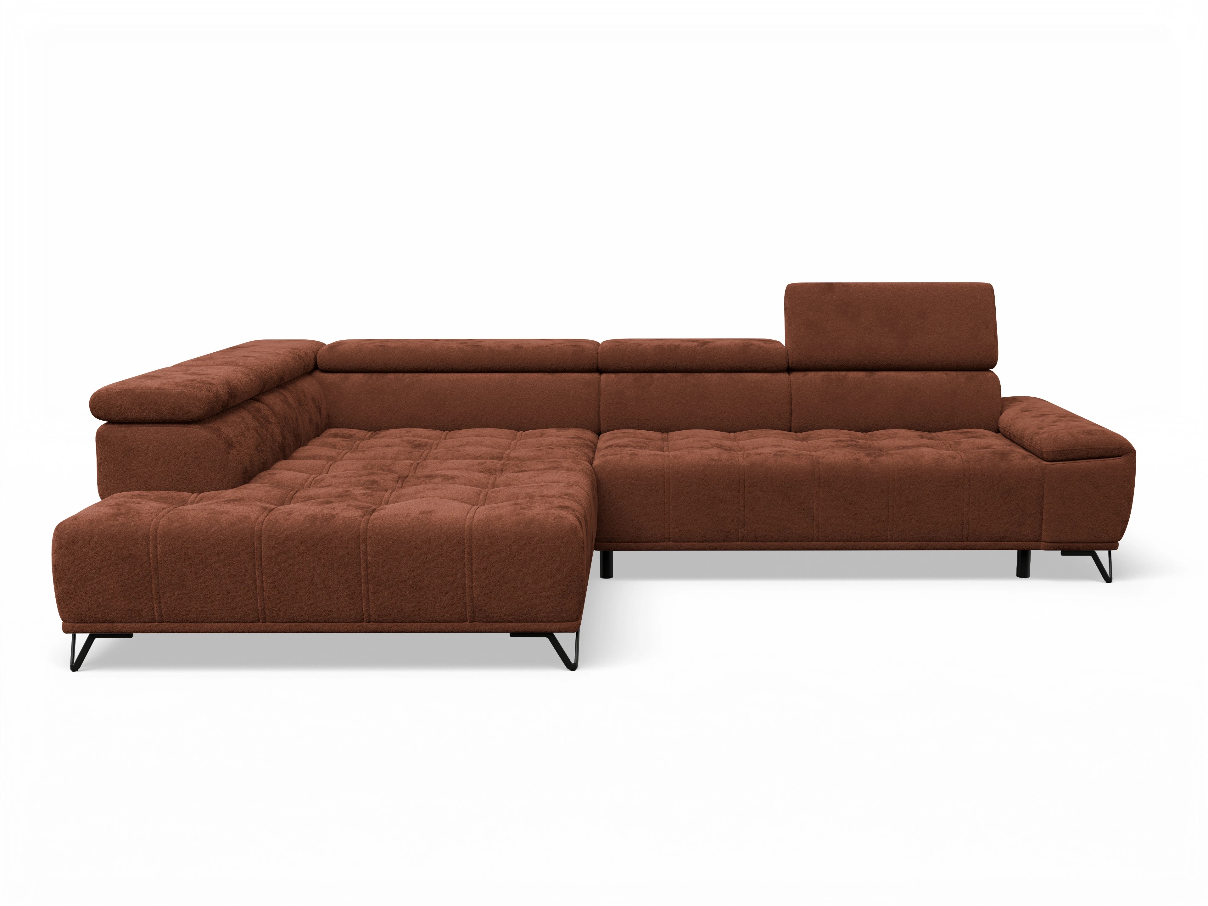 Ansicht des Produktes Sevilla Ecksofa links Abschluss offen in Stoff Orange