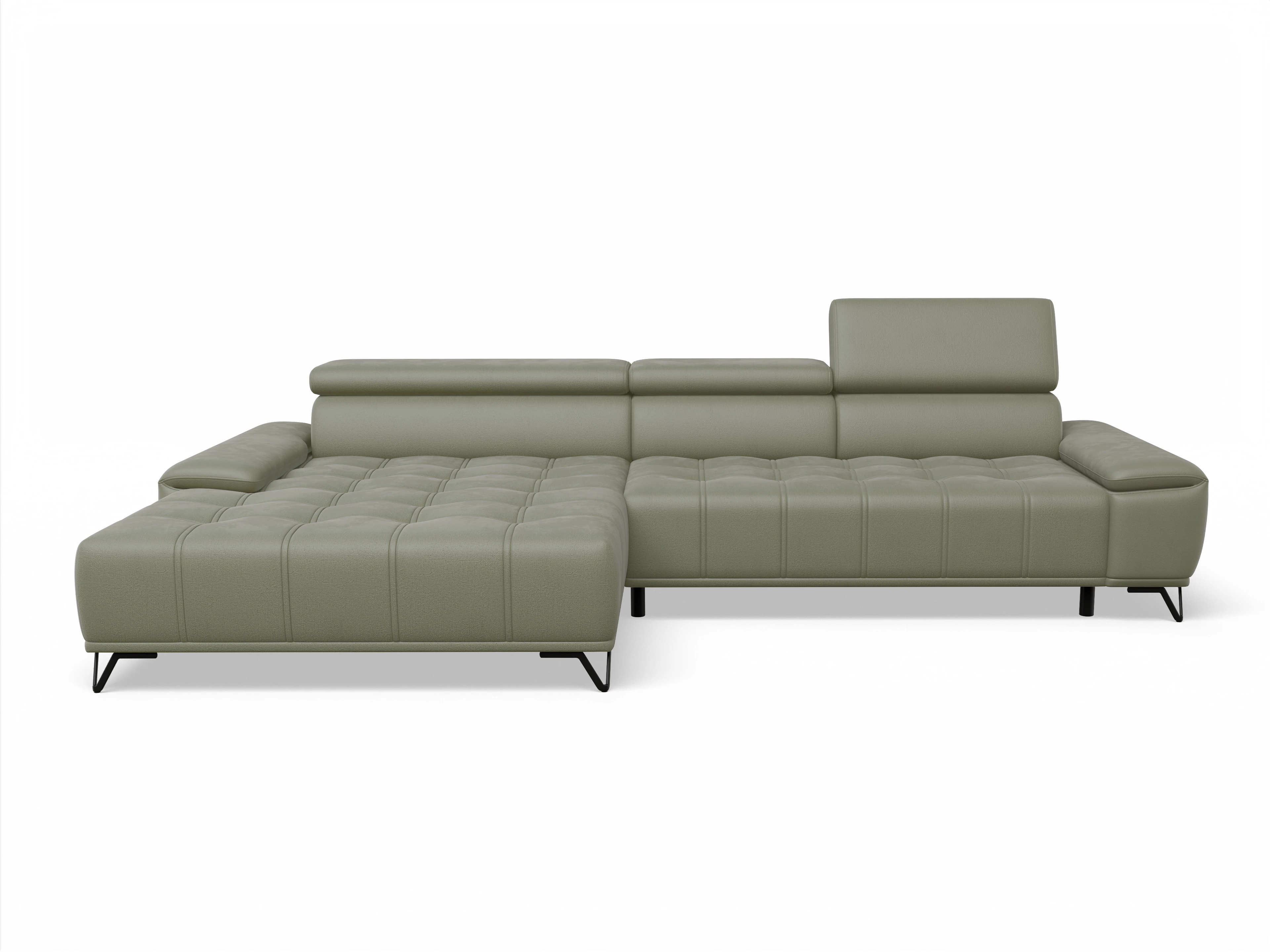 Sevilla OT Small L ohne Funktion Ansicht des Produktes Sevilla Ecksofa links Abschluss offen in Stoff Grün