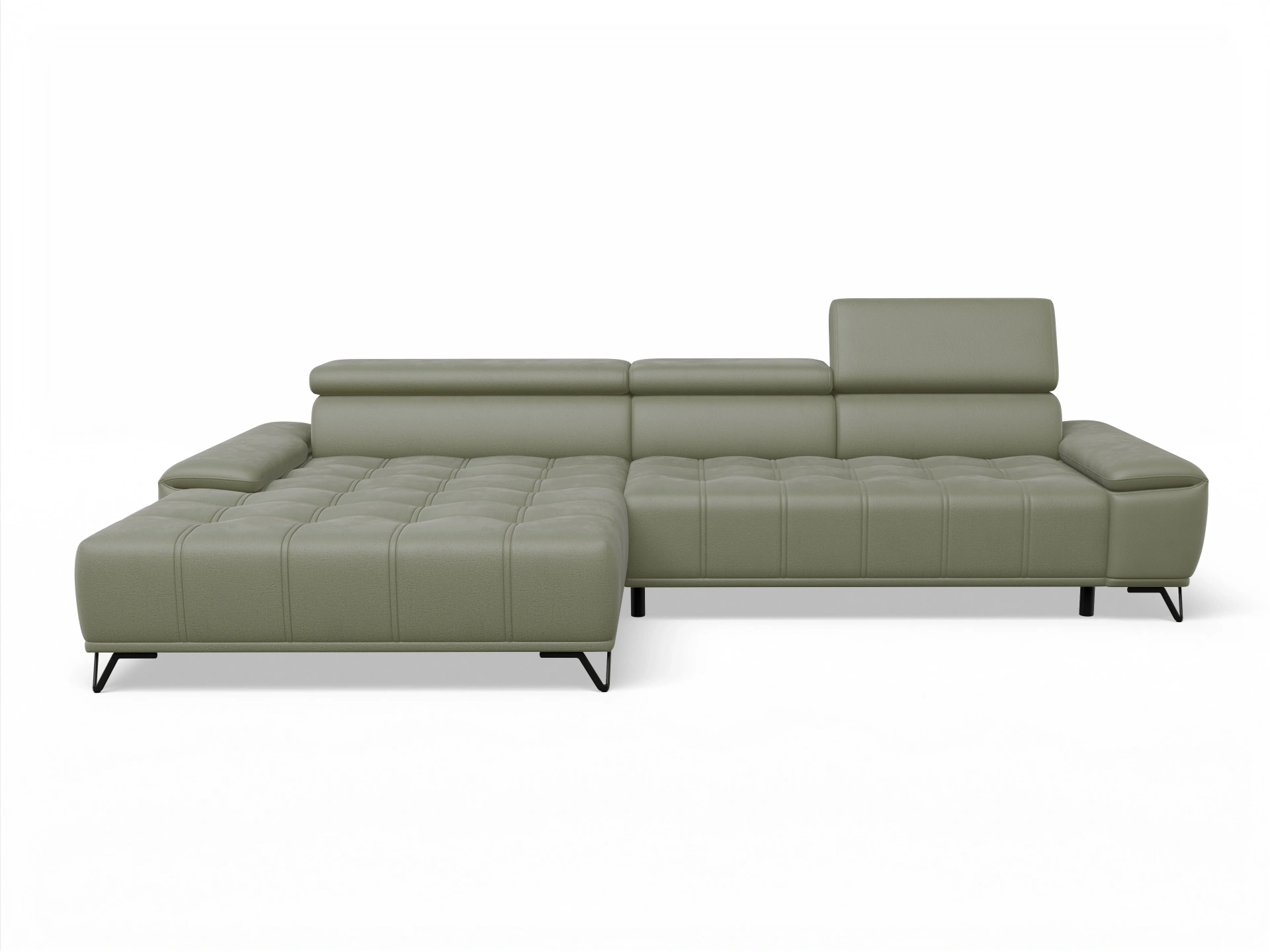 Ansicht des Produktes Sevilla Ecksofa links Abschluss offen in Stoff Grün