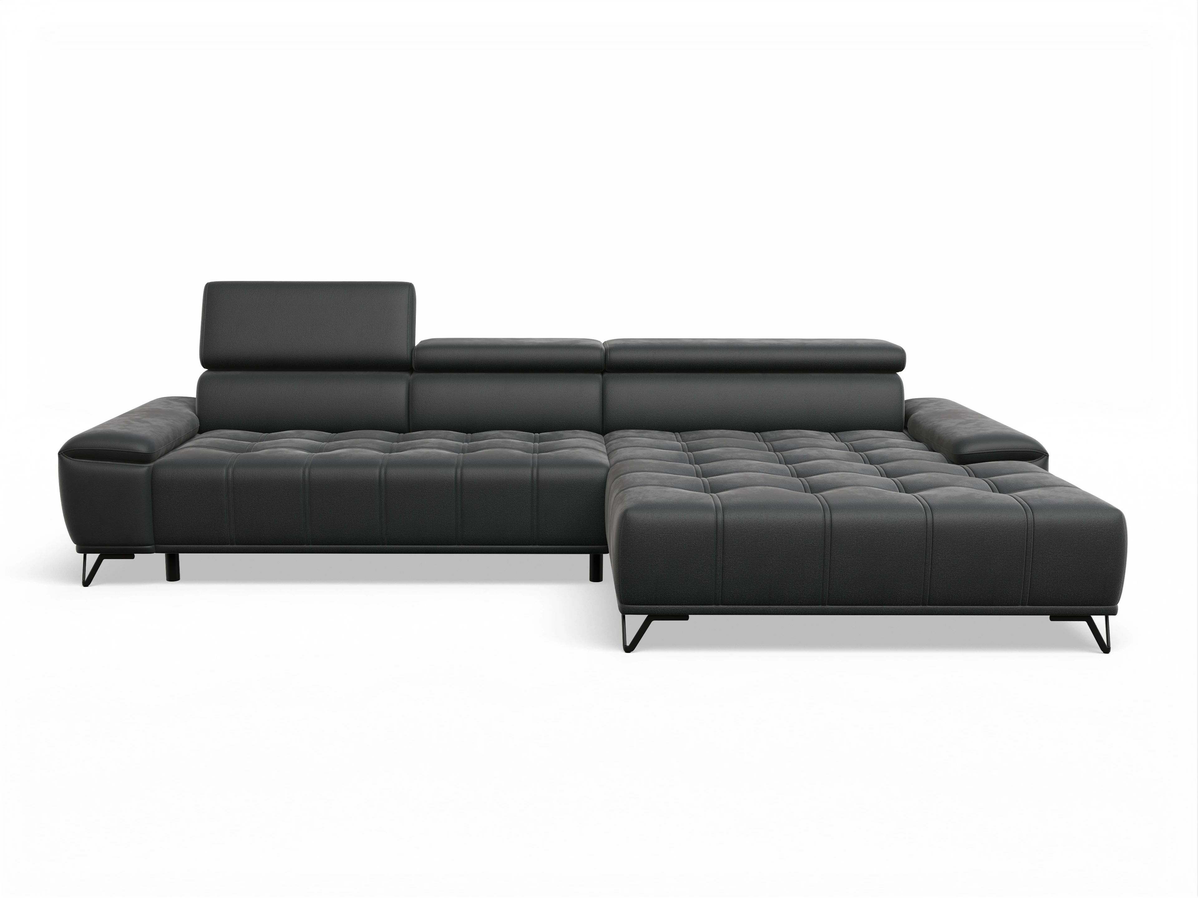 Sevilla OT Small R ohne Funktion Ansicht des Produktes Sevilla Ecksofa rechts Abschluss offen in Stoff Schwarz