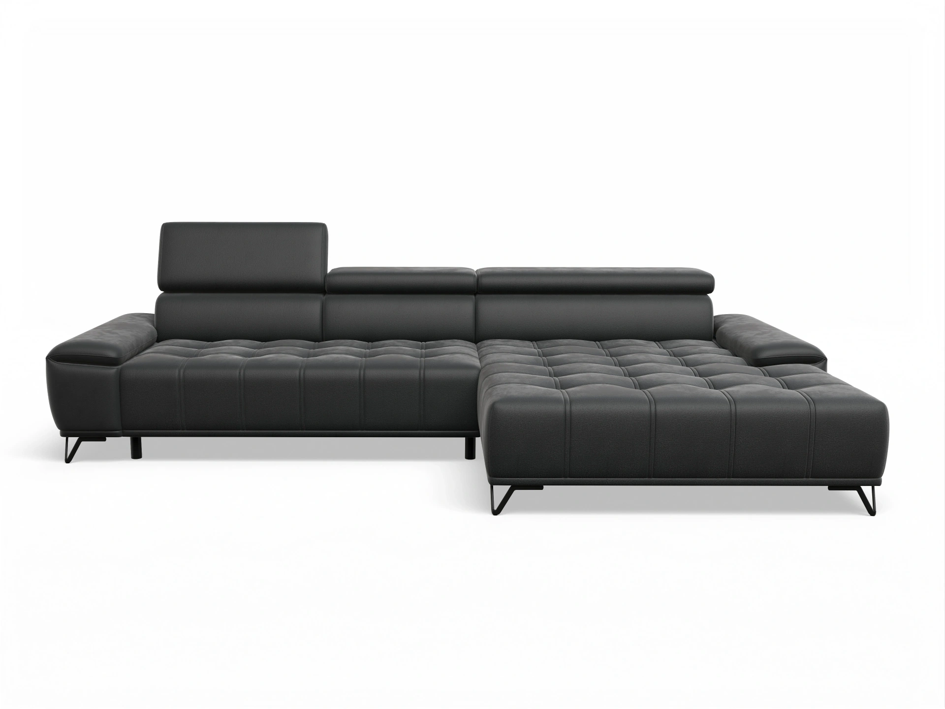 Ansicht des Produktes Sevilla Ecksofa rechts Abschluss offen in Stoff Schwarz