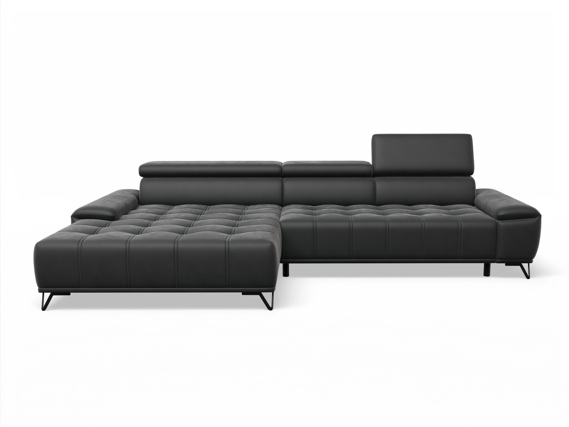 Ansicht des Produktes Sevilla Ecksofa links Abschluss offen in Stoff Schwarz