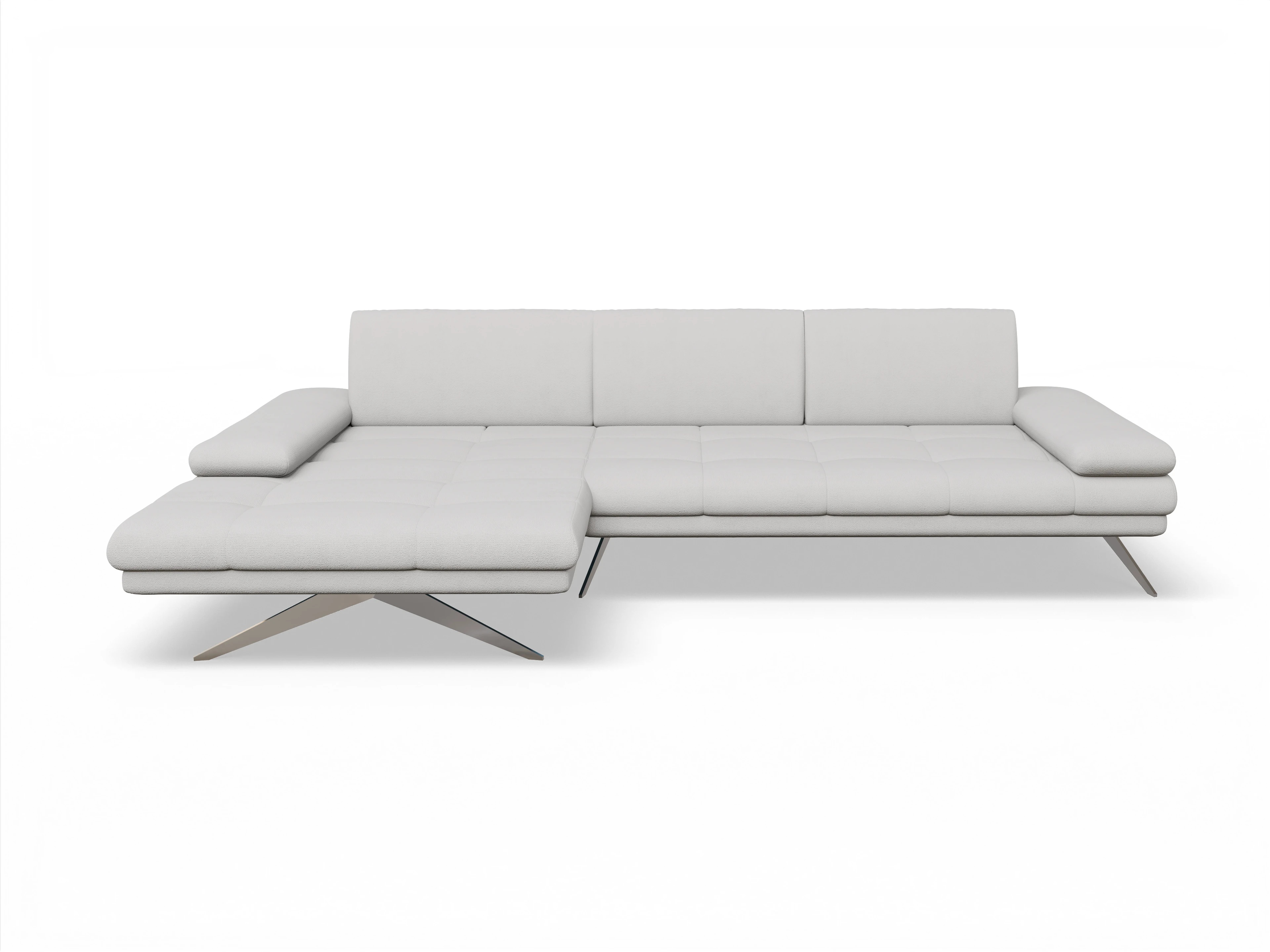 Fox LO Medium L Ansicht des Produktes Fox Ecksofa links Abschluss offen in Stoff Grau