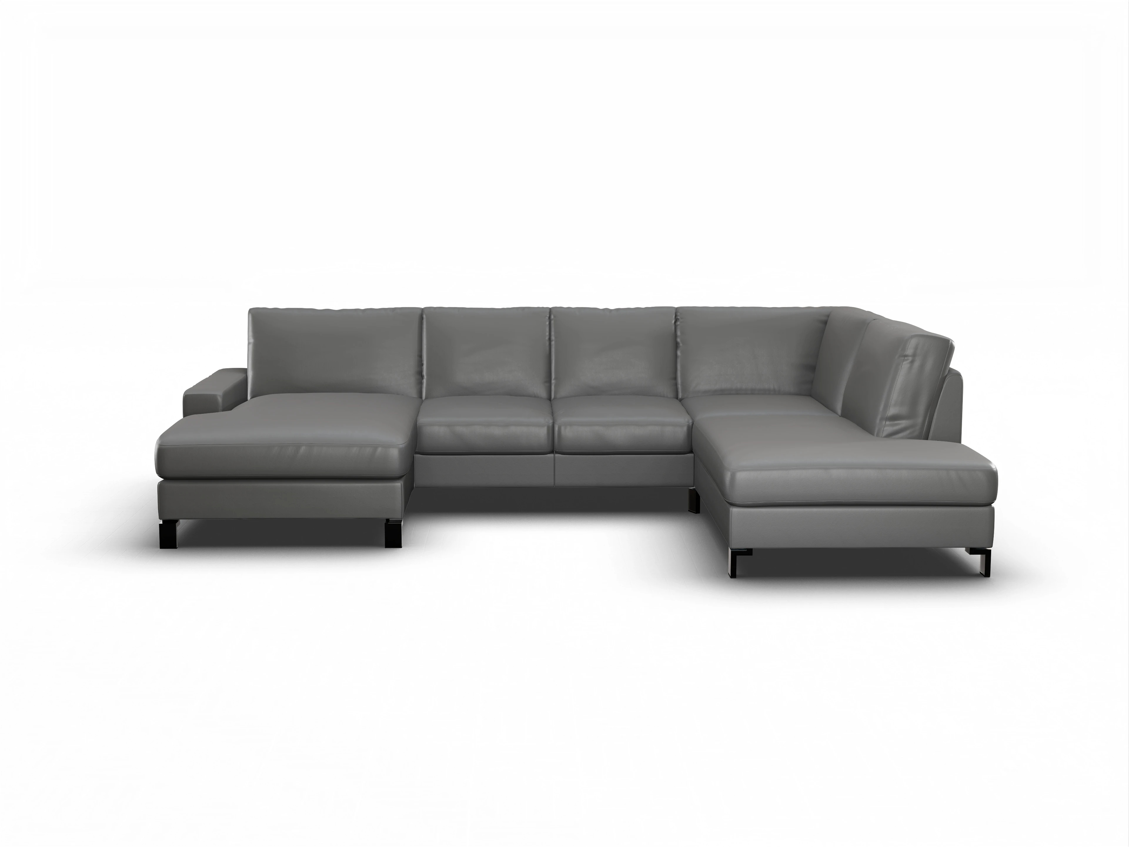 Ansicht des Produktes Casco 2.0 Wohnlandschaft offen beidseitig in Leder Grau