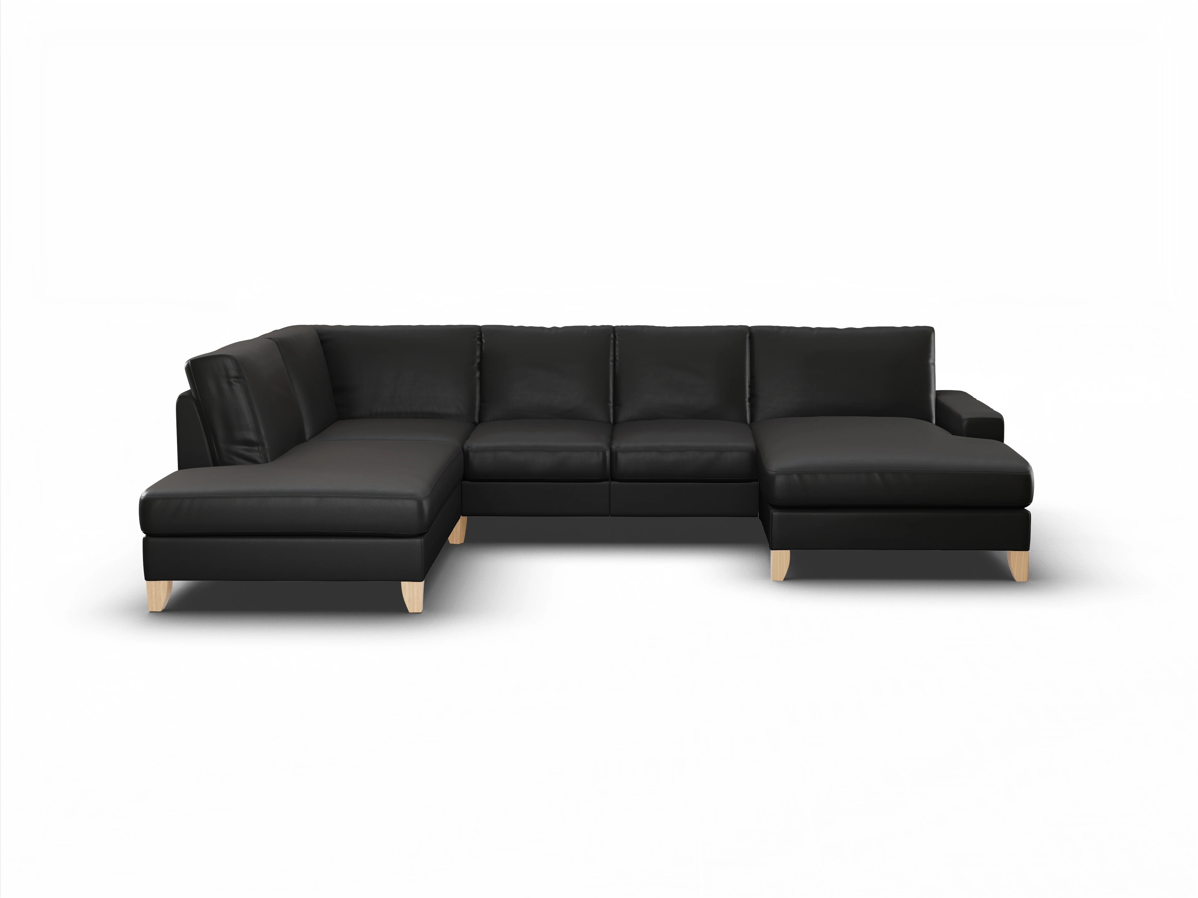 Ansicht des Produktes Casco 2.0 Wohnlandschaft offen beidseitig in Leder Schwarz