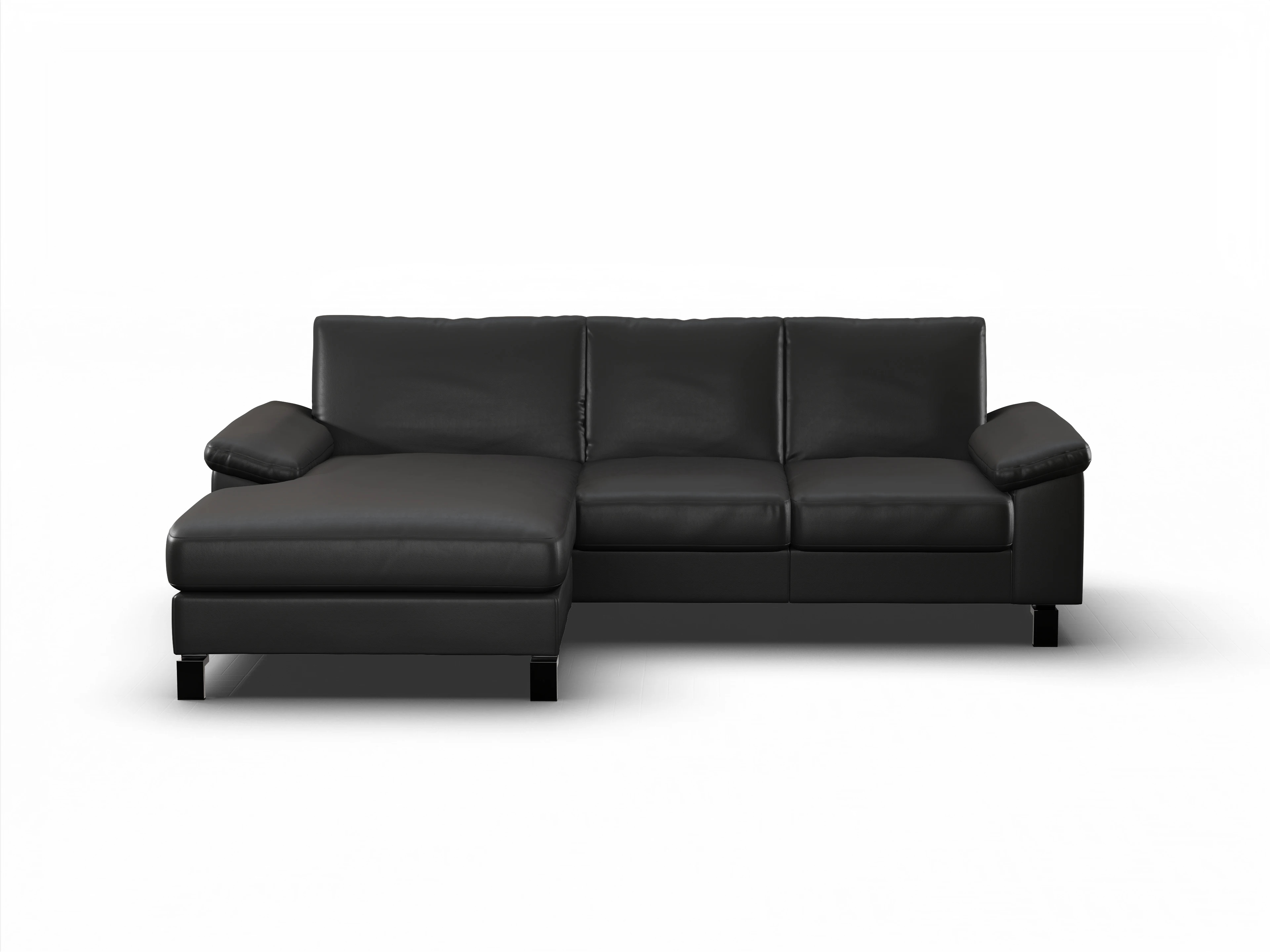 Ansicht des Produktes Casco 2.0 Ecksofa links Abschluss offen in Leder Schwarz