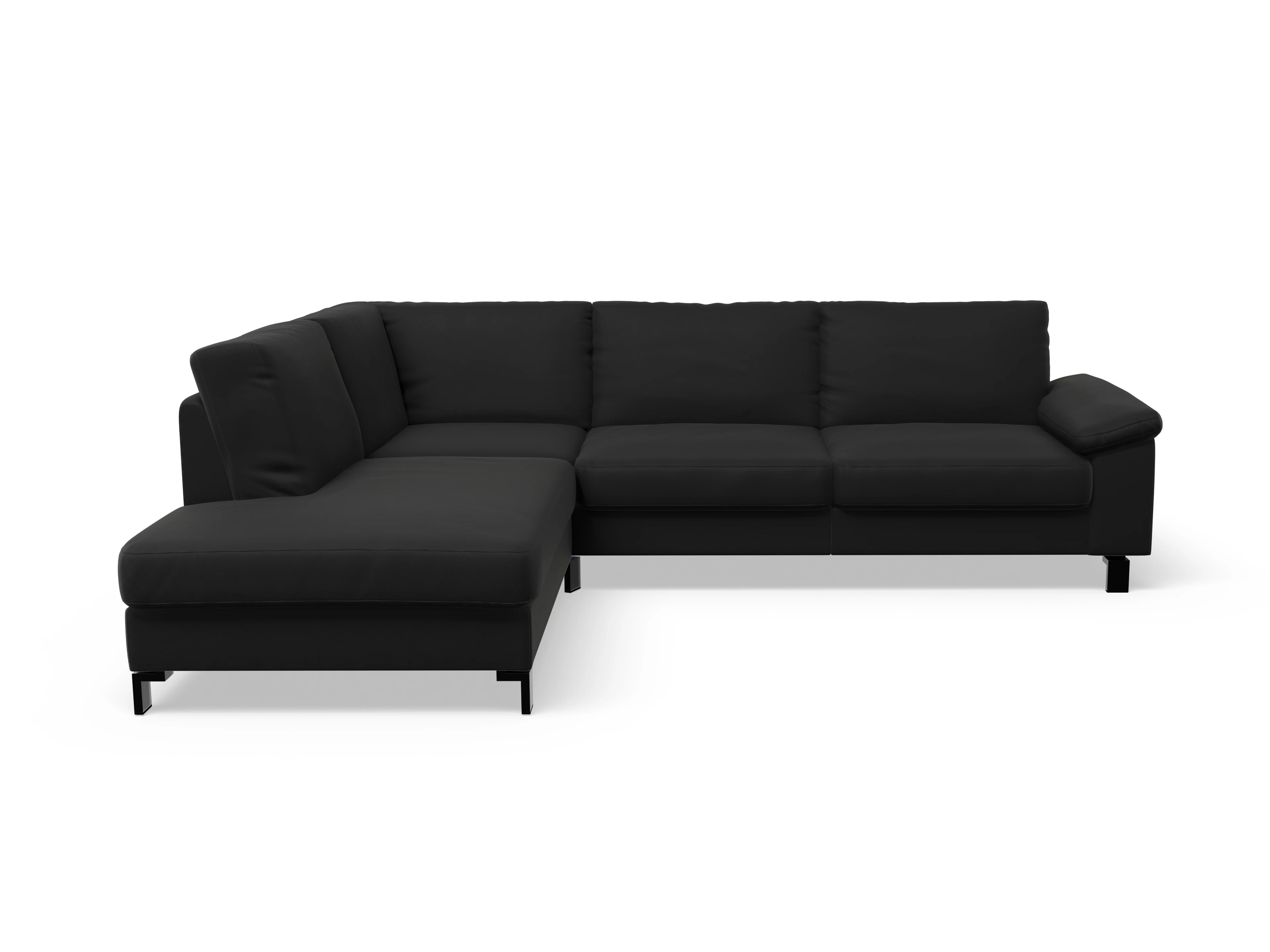 Ansicht des Produktes Casco 2.0 Ecksofa links Abschluss offen in Leder Schwarz