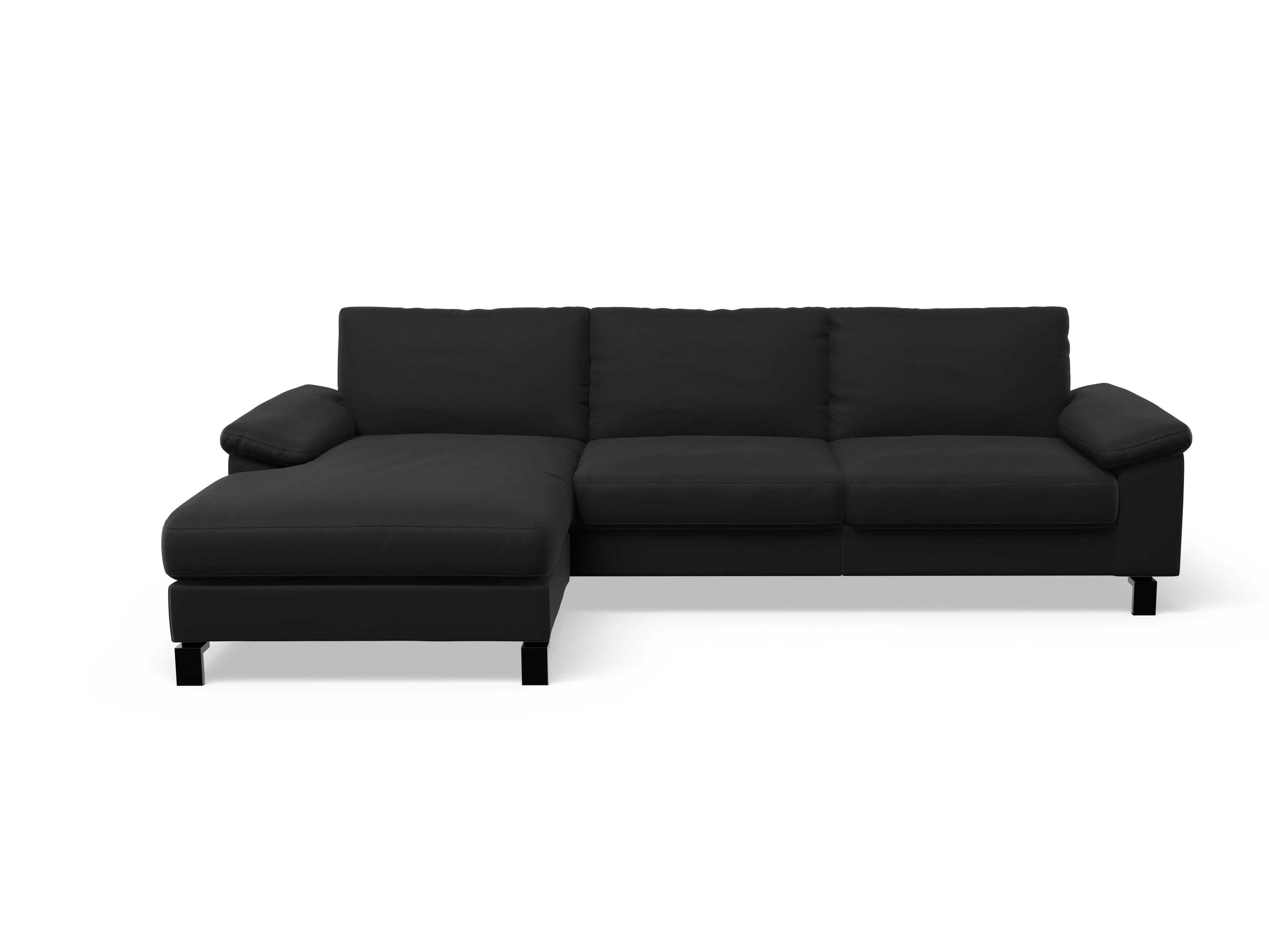 Ansicht des Produktes Casco 2.0 Ecksofa links Abschluss offen in Leder Schwarz