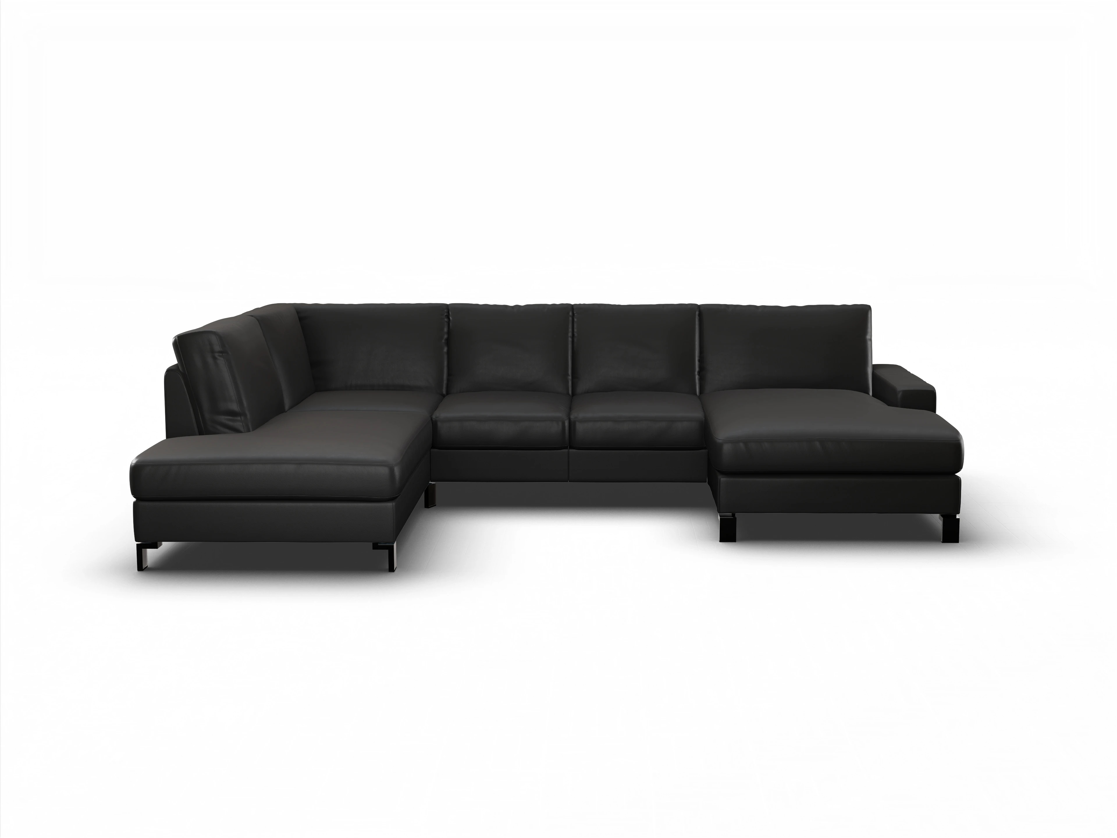 Ansicht des Produktes Casco 2.0 Wohnlandschaft offen beidseitig in Leder Schwarz