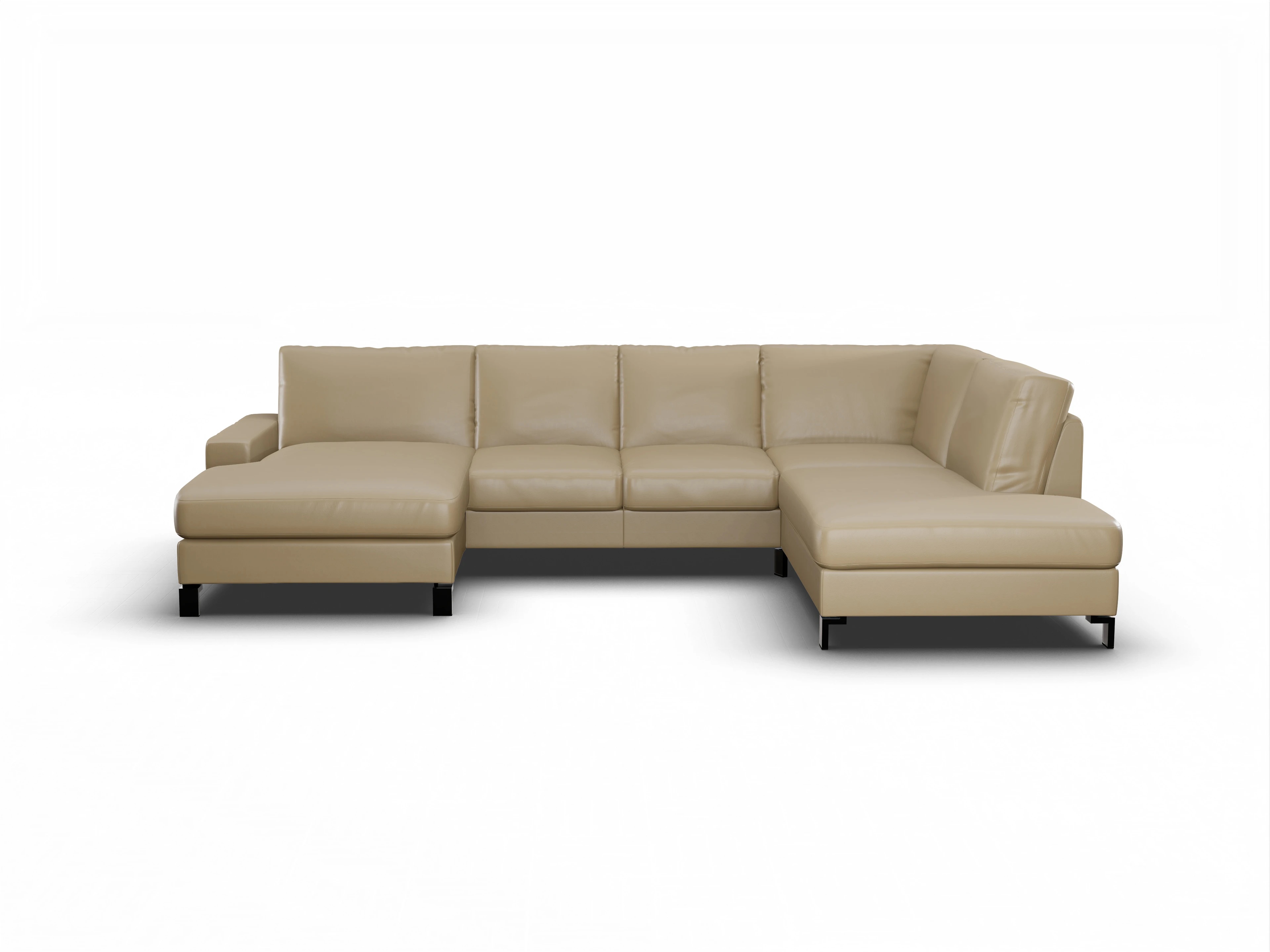 Ansicht des Produktes Casco 2.0 Wohnlandschaft offen beidseitig in Leder Beige