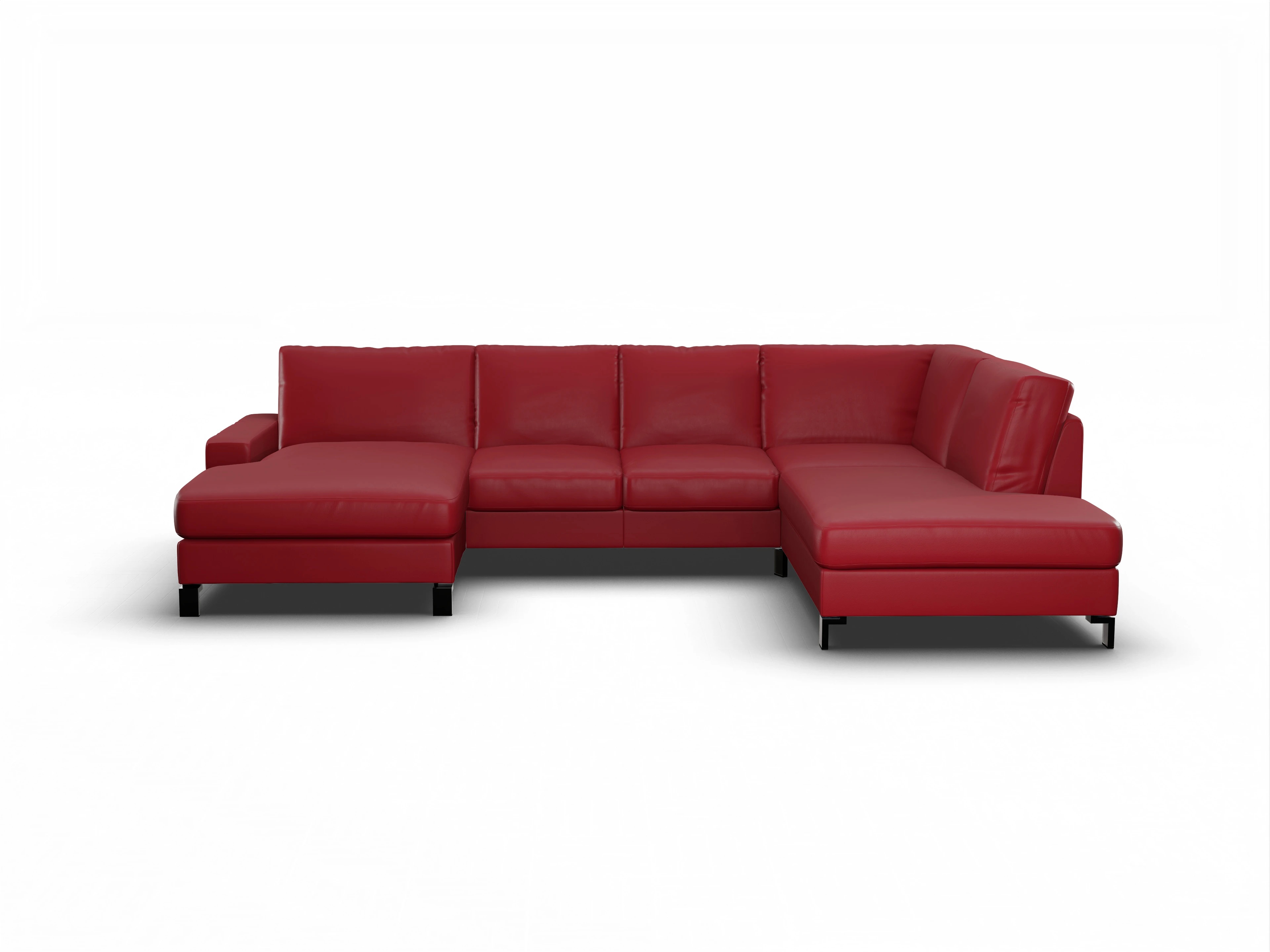 Ansicht des Produktes Casco 2.0 Wohnlandschaft offen beidseitig in Leder Rot